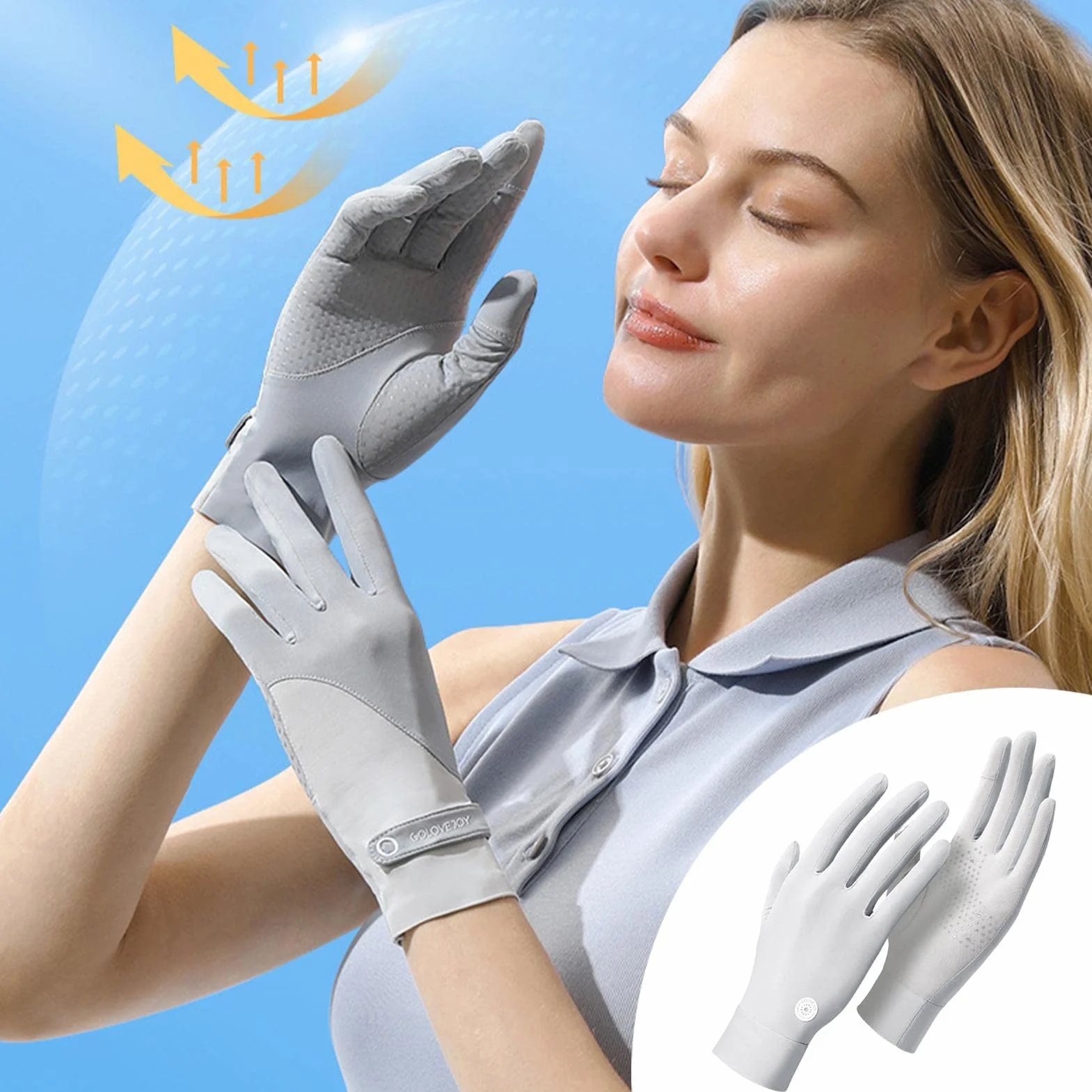 Guantes FPS | protección Solar Transpirables Ice Feeling Thin UPF 50+,navegación, conducción Hombres para Remo, Kayak, conducción, Remo, piragüismo