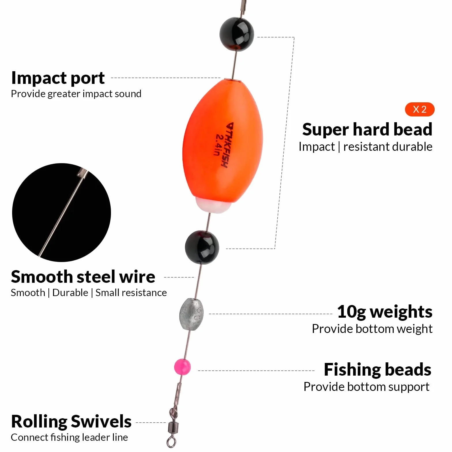 THKFISH Flotadores de Pesca Mar Boyas de Pesca Tope Silicona Pesca Flotadores Que Hacen Estallar Ponderados 4 Piezas Naranja,Verde,Amarillo