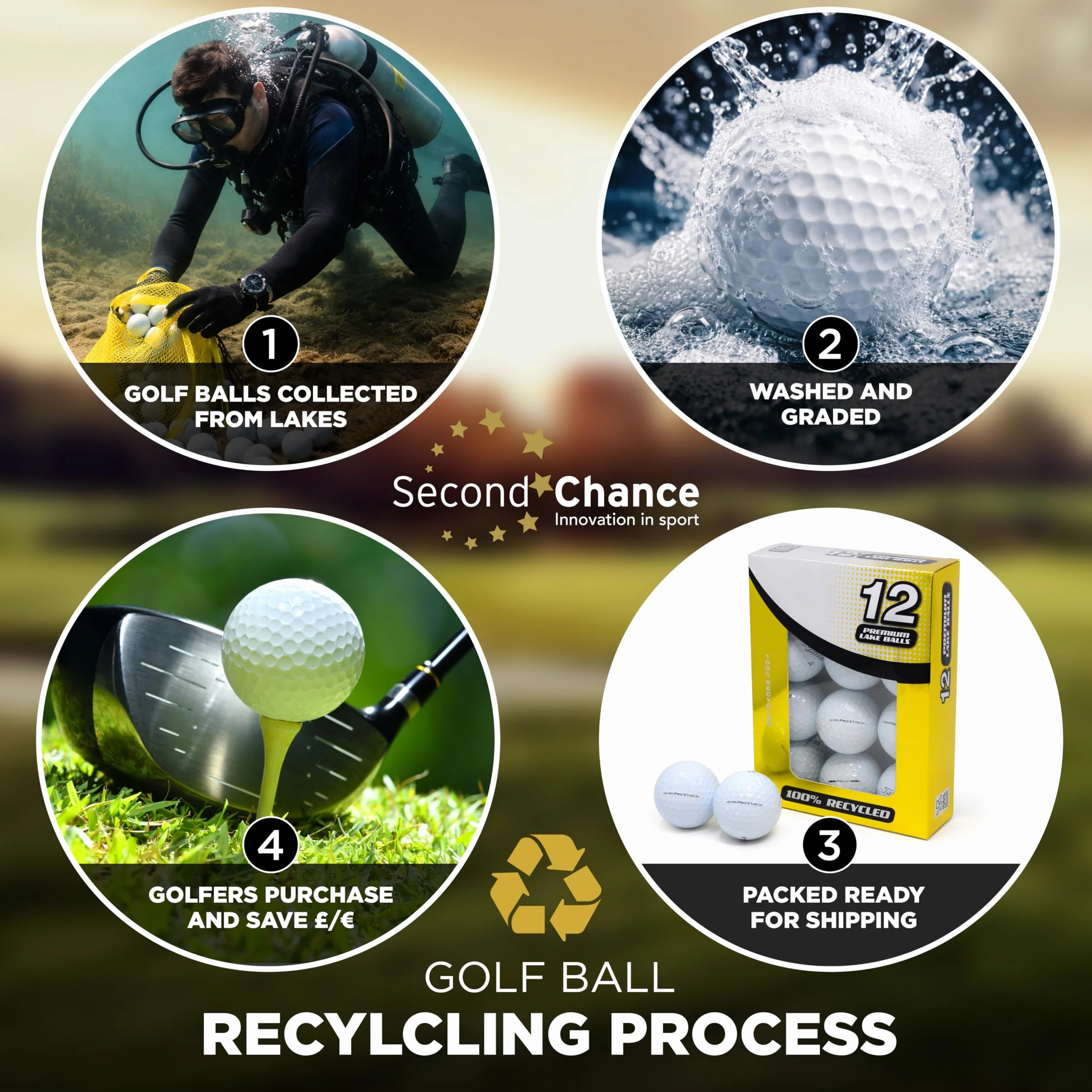 Second Chance Pinnacle Grade A 24 de - Bolas de Golf reciclada