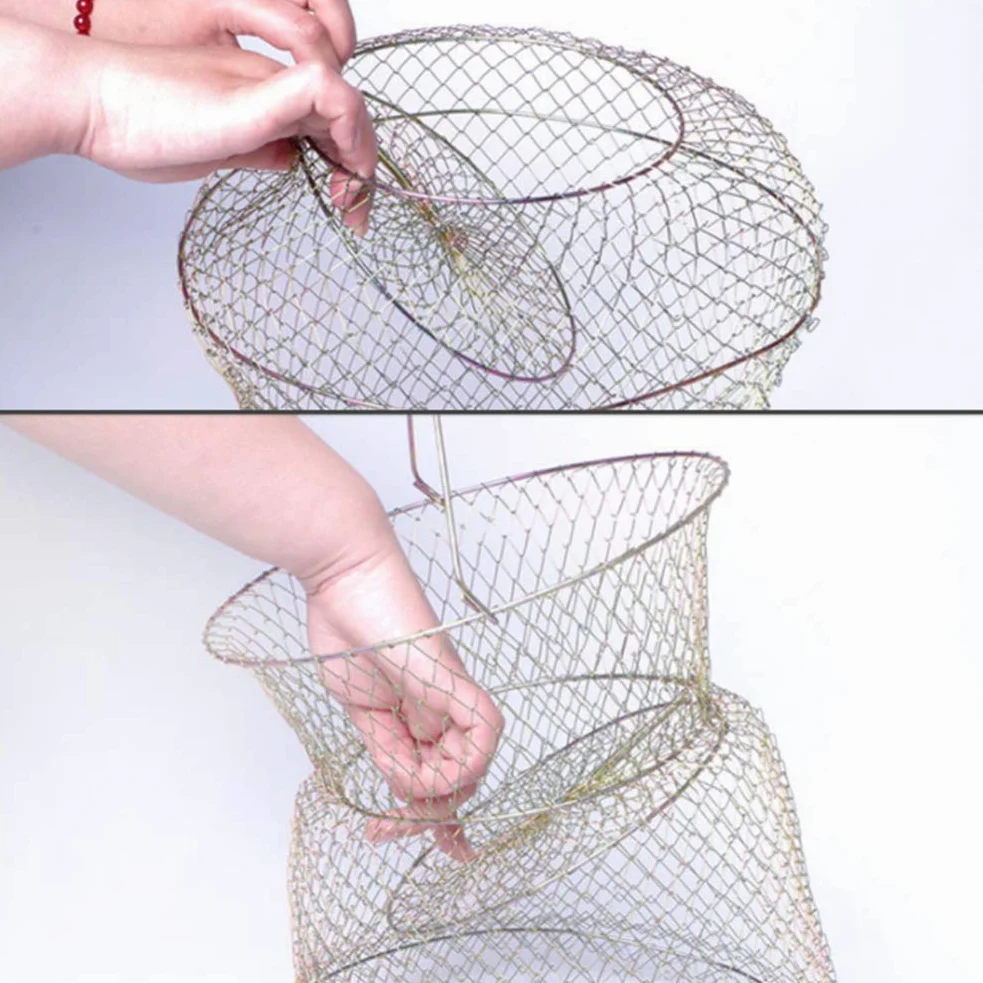 BESPORTBLE Reusen - Red de pesca plegable de metal para pesca