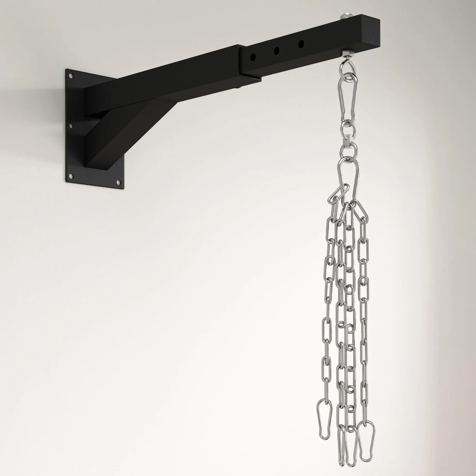 SPORTNOW Soporte Saco Boxeo de Pared, Distancia Ajustable 45-65 cm, Gancho Giratorio 360°, Cadenas, Carga 60 kg, Negro
