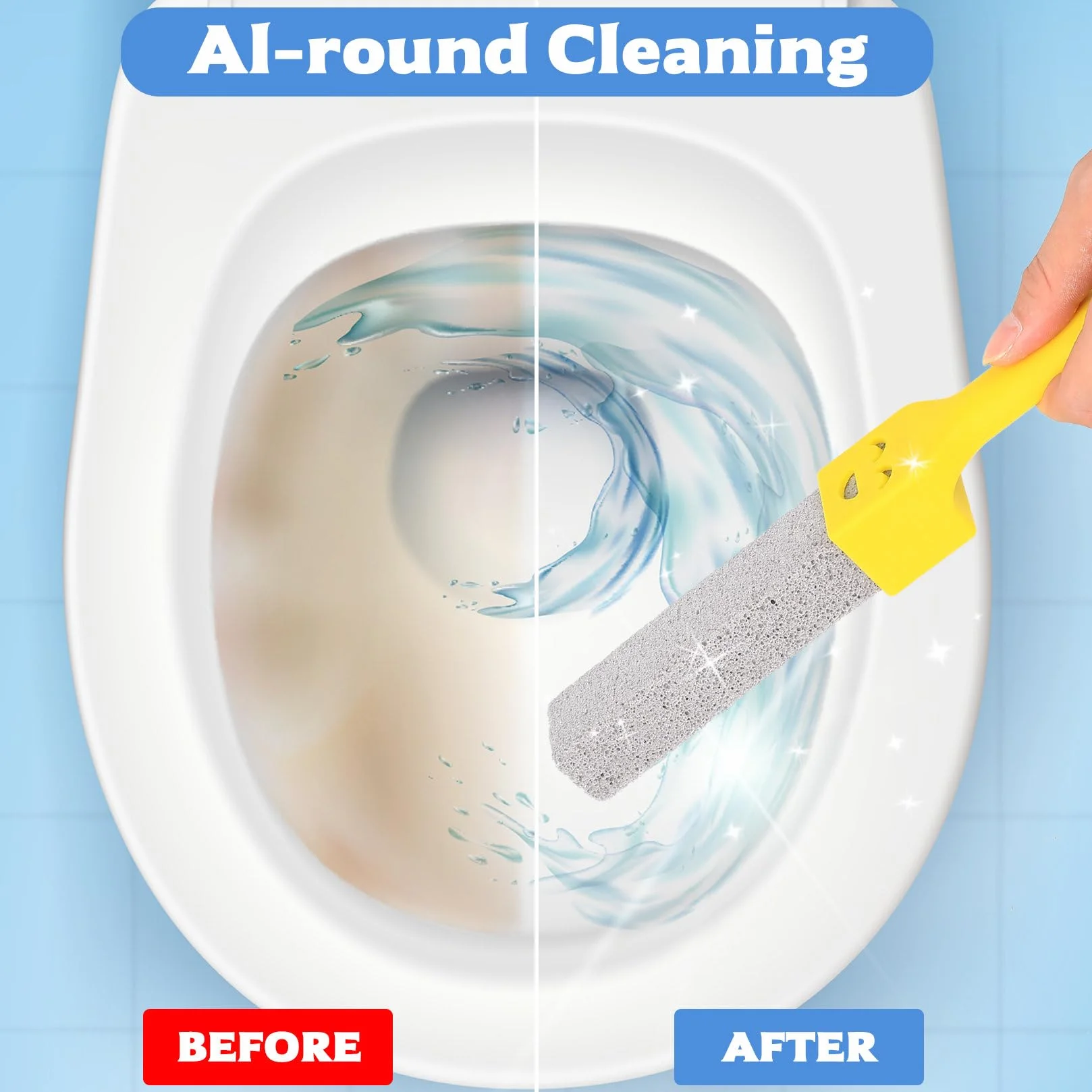 Piedra Pomez para Limpieza WC Baño, Bloque de Inodoro con 2 Mango, Pumice Stone Cleaning Block Reemplazable