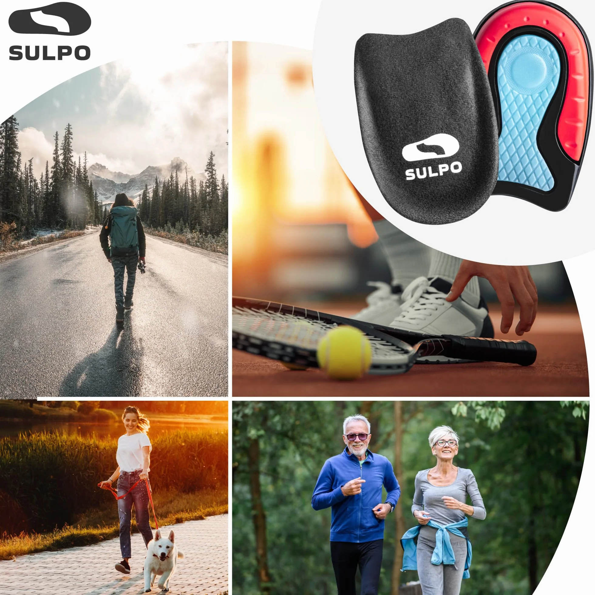 SULPO Taloneras de gel para fascitis plantar y espolón calcáneo, plantillas talón ortopédicas, 36-39, 1 par