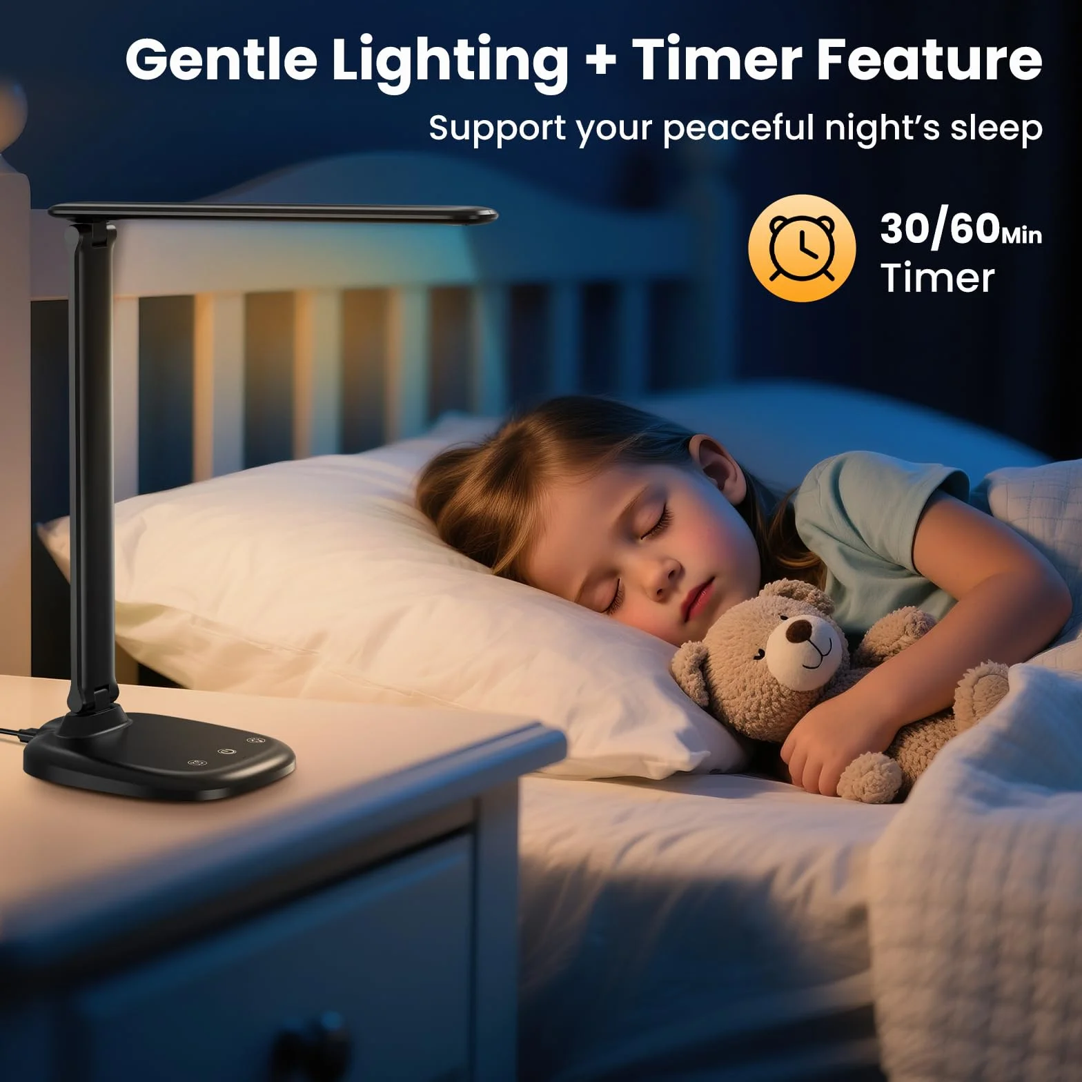 Lámpara de Escritorio LED, 5 Modos, Batería 4000mAh, Puerto USB, Control Táctil, Temporizador