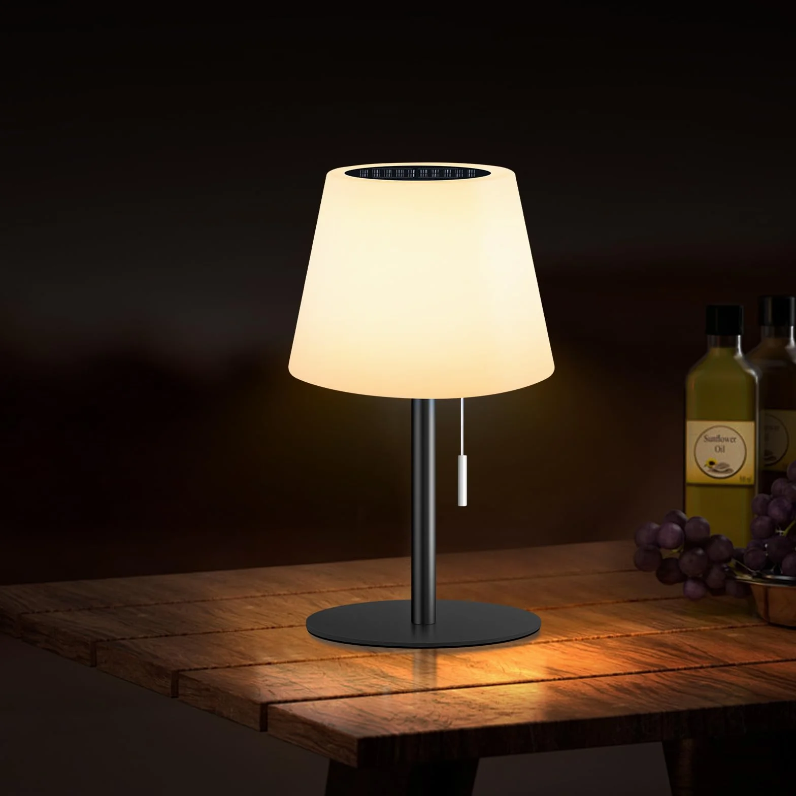 Lámpara de mesa solar LED exterior regulable blanco cálido RGB con sensor de luz para jardín terraza