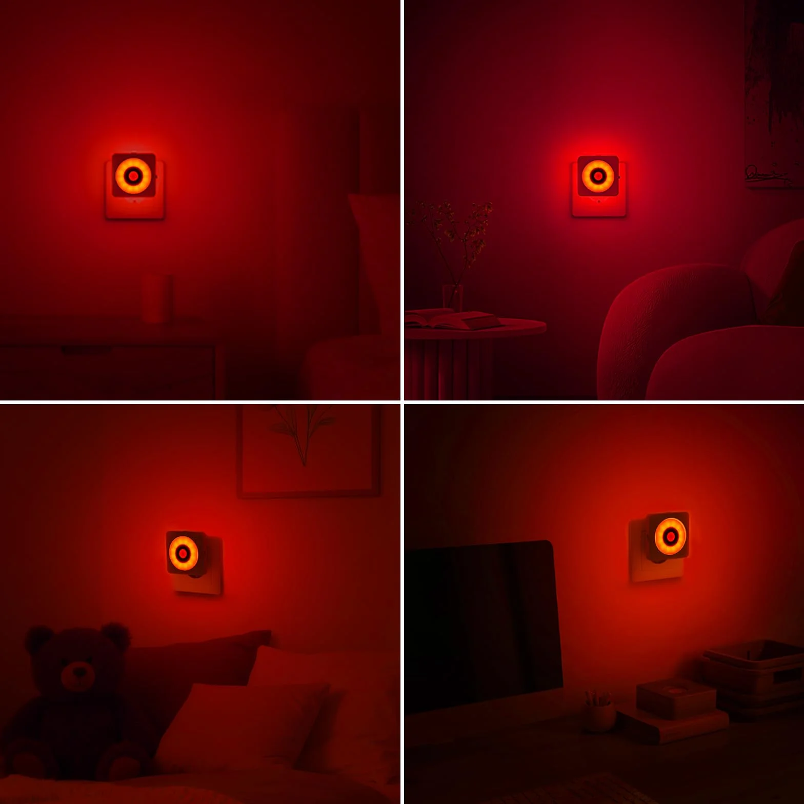 LED Luz con Sensor de Movimiento 2pcs Luce Notturna Bambini da Presa Brillo Regulable CE Rojo