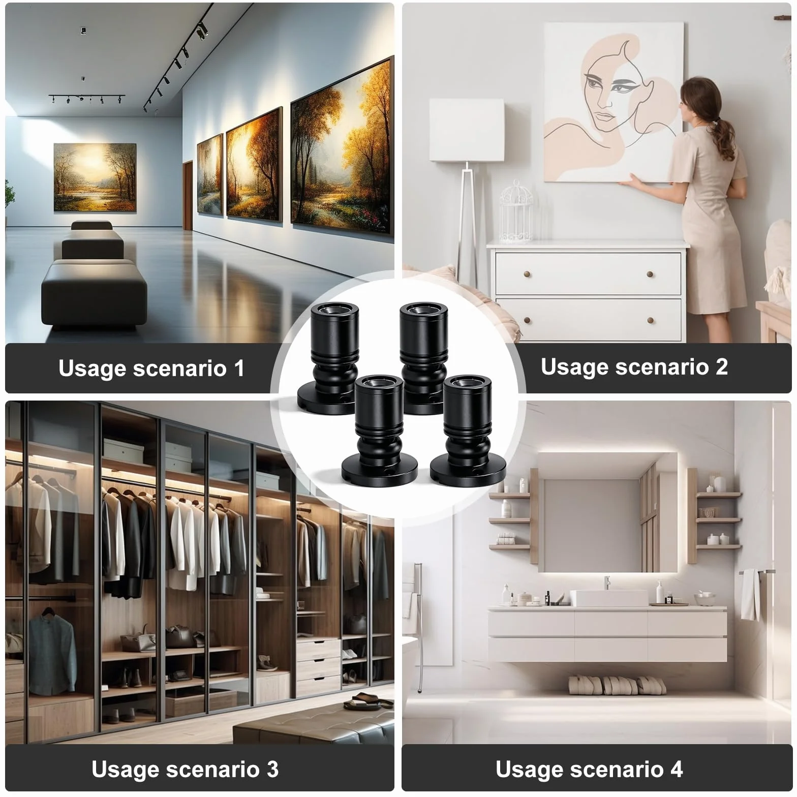 Juego de 4 mini focos LED Bluetooth regulable 1.5W 3000K 180° para interiores