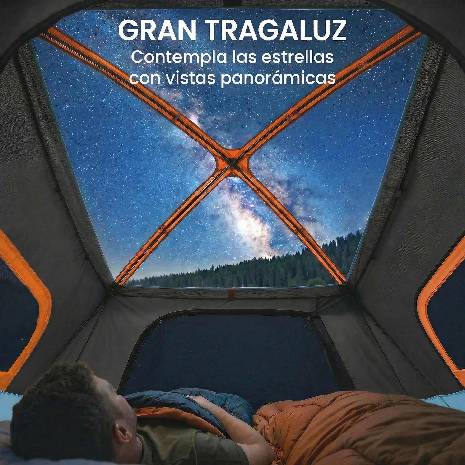Outsunny Tienda de Campaña Familiar para 4 Personas Tienda Camping Plegable Tipo Túnel con 2 Habitaciones Puertas Ventanas Tragaluces Bolsa y Gancho Impermeable 3000 mm Fácil Montaje para Senderismo