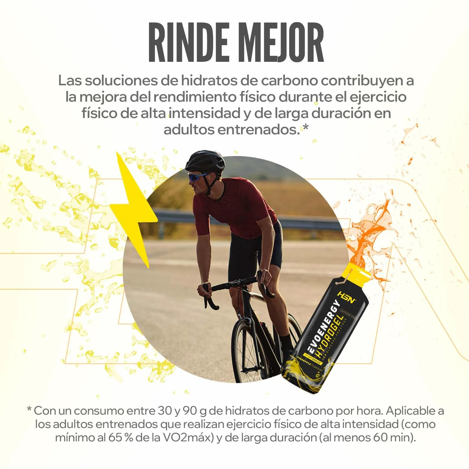 HSN Evonergy Maxigel Con Cafeína Limón 70ml 12 Unidades Gel Energético 60g Carbohidratos 1:0.8 Glucosa Fructosa Vegano Sin Gluten