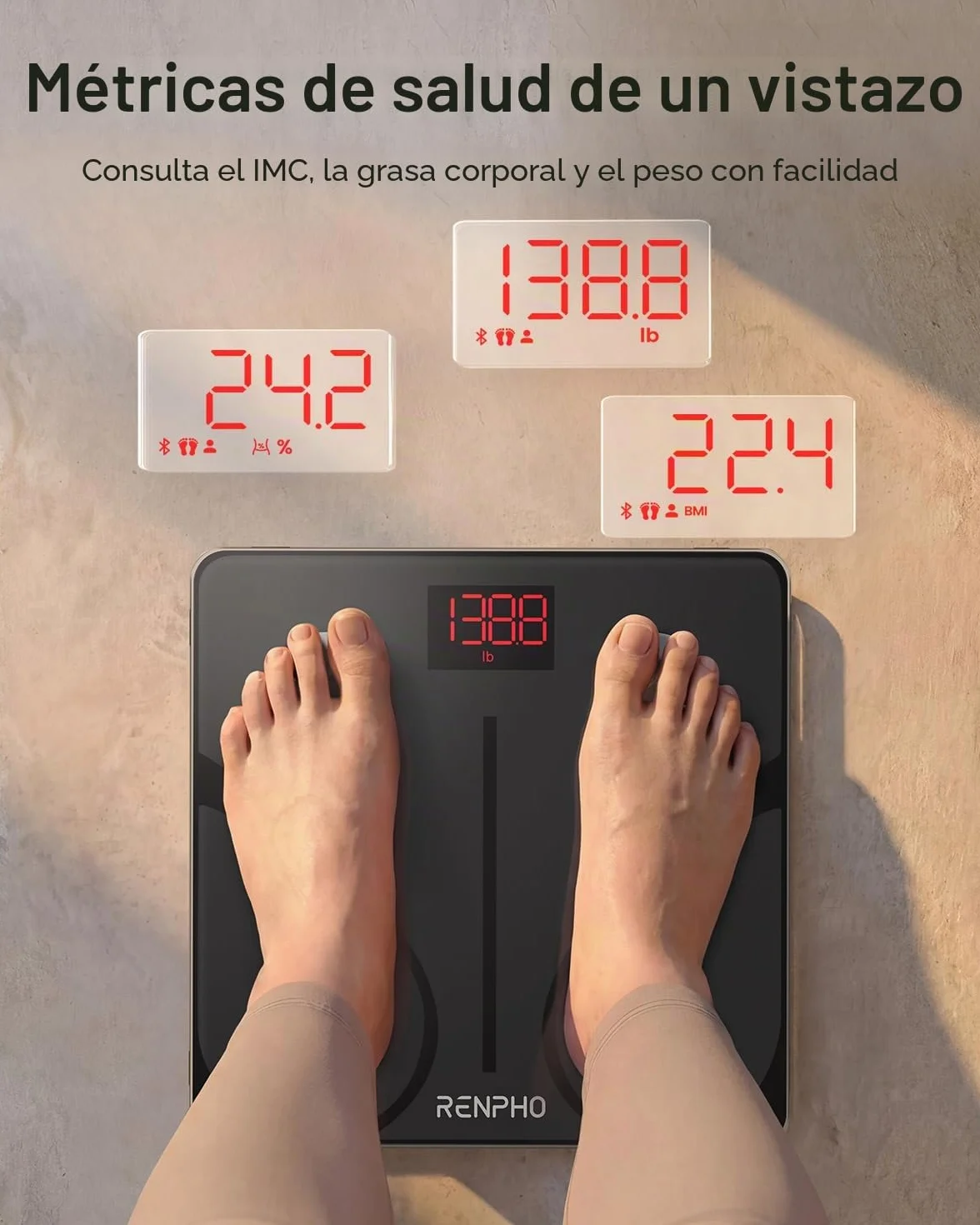 RENPHO Elis 1 Bascula de Baño Digital Inteligente, 13 Monitores de Composición Corporal Peso IMC Muscular