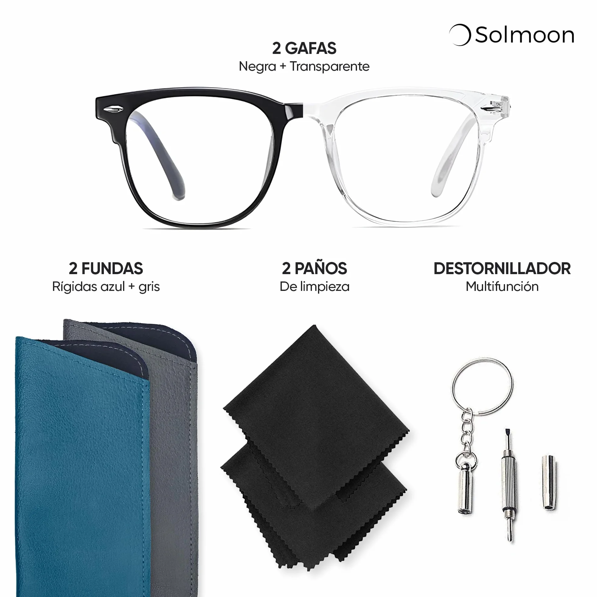 Solmoon Gafas Filtro Luz Azul Antifatiga Anti-Azules Gaming Lectura Lentes Antireflejo