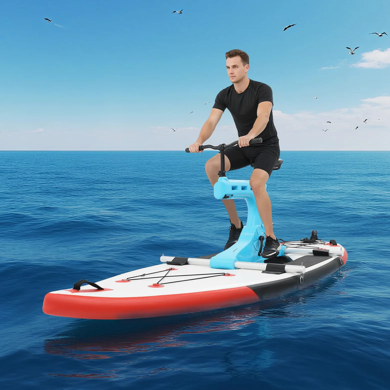 Bicicleta acuática inflable con una capacidad de carga de 100 kg, barco inflable con asientos ajustables, bote inflable a pedales, kayaks inflables para ríos, océanos, lagos