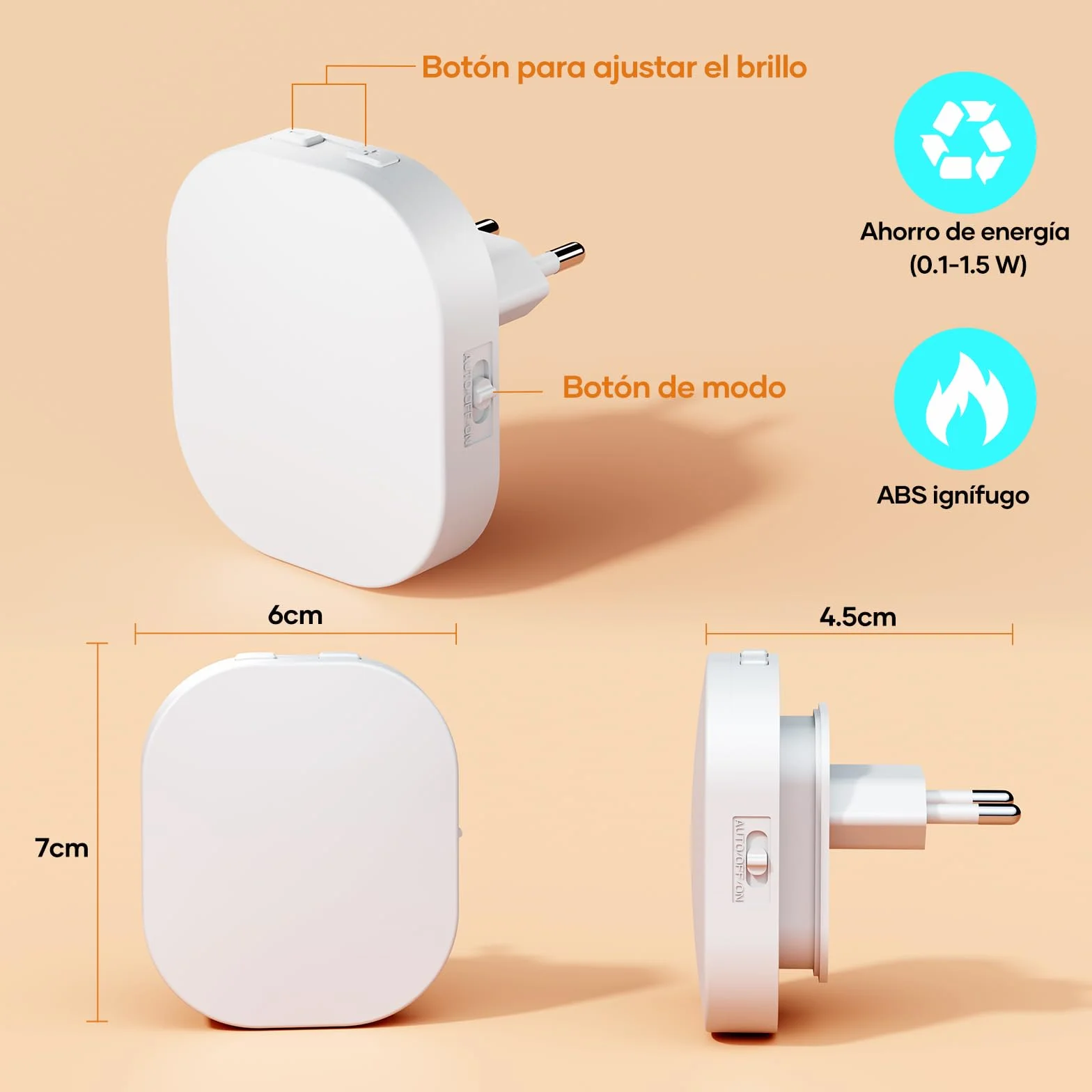 Suright 2 Piezas Luz Nocturna Infantil con Sensor Movimiento y Crepúsculo, Brillo Ajustable 0.5-60LM, Enchufe
