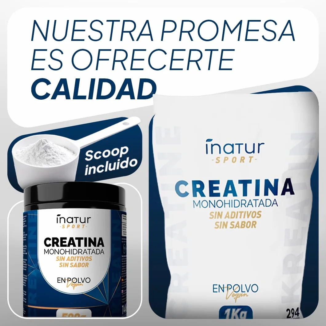 Creatina Monohidratada en Polvo 1kg 294 Dosis - 100% Creatina Monohidrato Micronizada Pura Sin Gluten Vegana