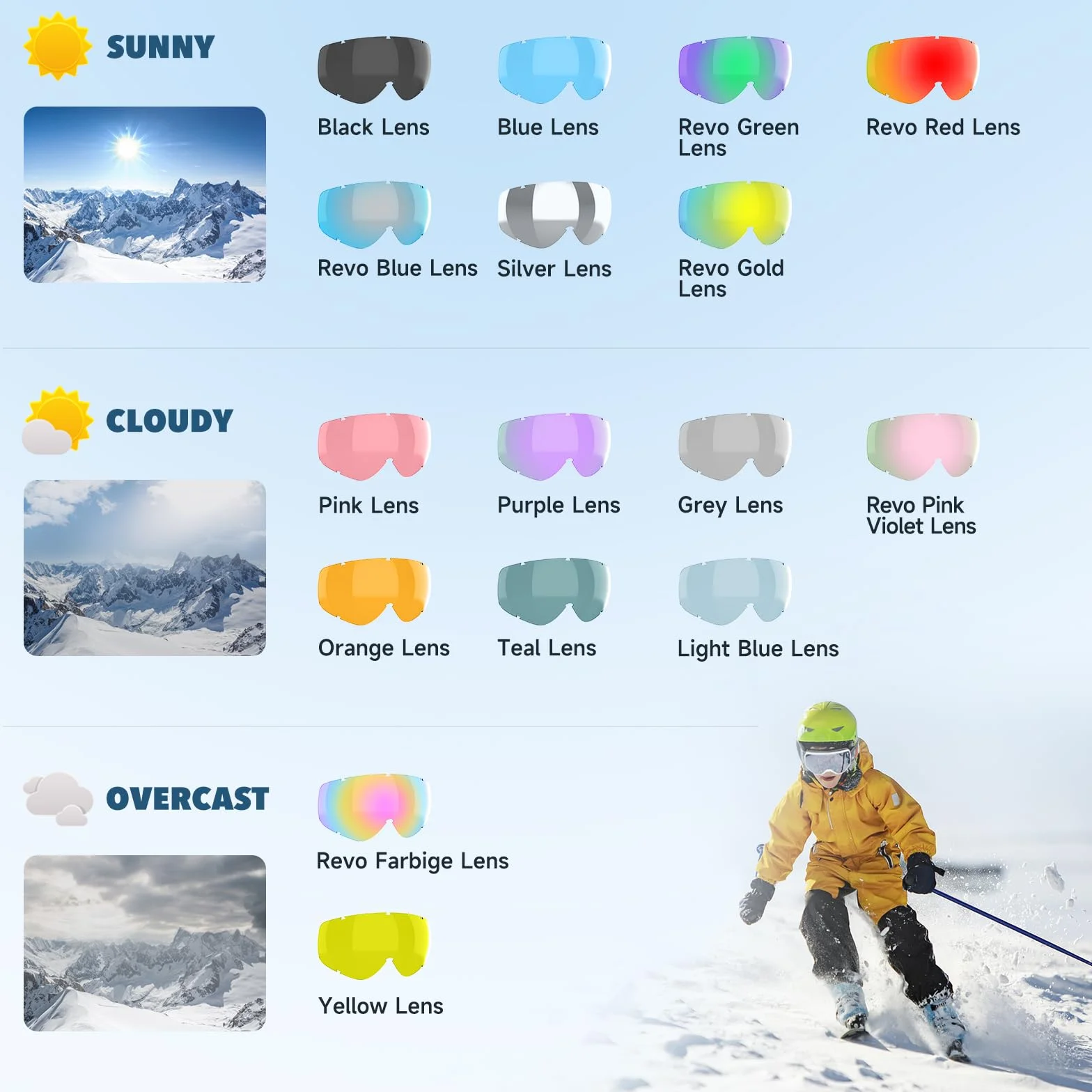 Findway Gafas Esqui Niño 5-16 Años Mascara OTG Ajustable Anti-Niebla Proteccion UV Compatible Casco Esquiar Snowboard