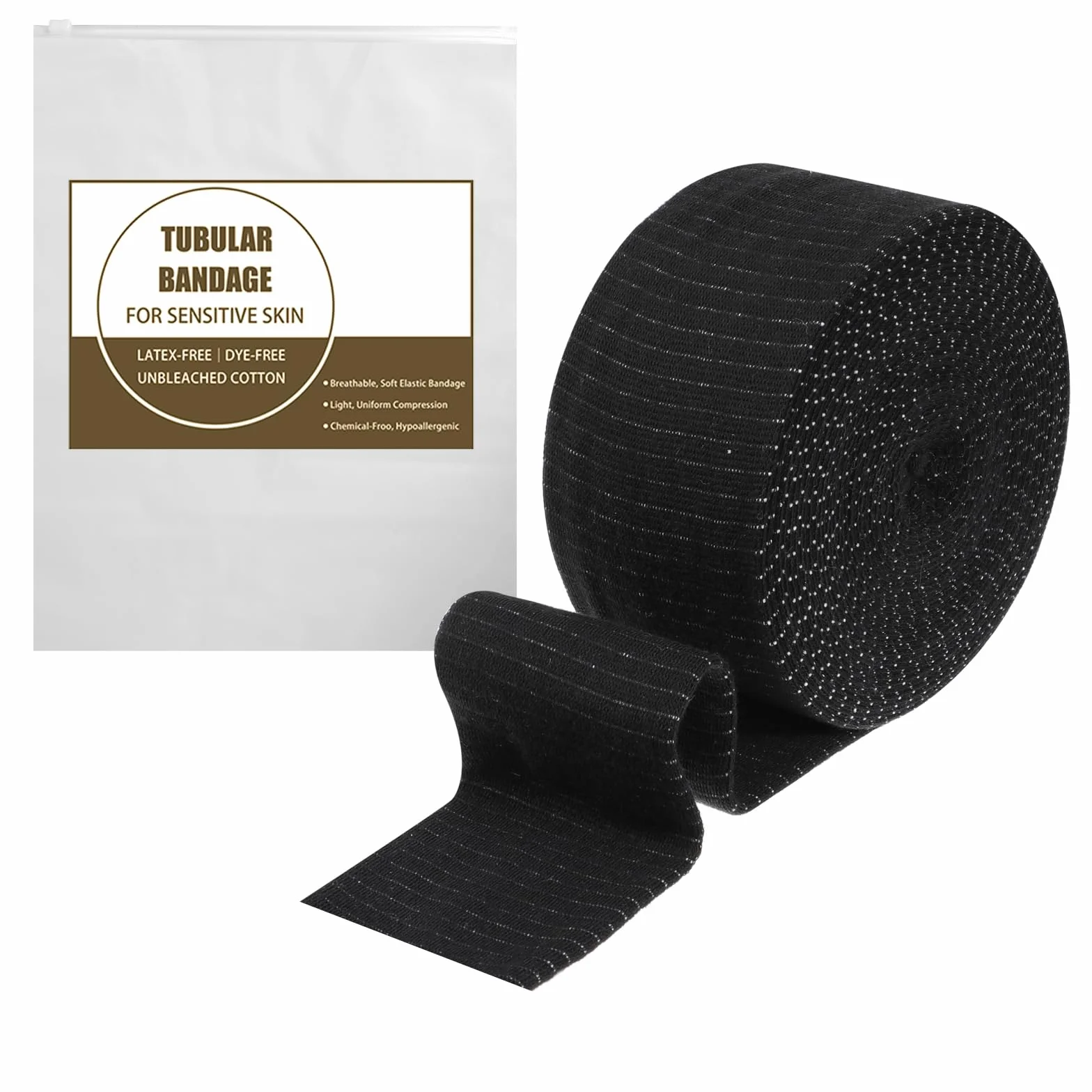 Vendaje elástico tubular deportivo 6,75 cm x 8 m, compresión talla C para tobillo, brazo y pierna
