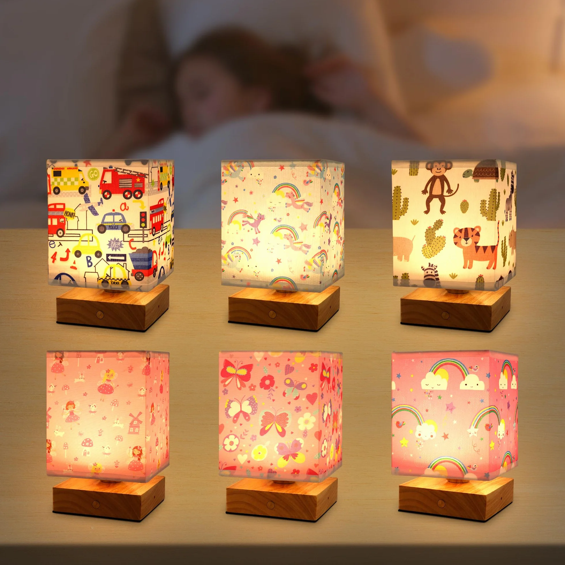 Lámpara de Mesita de Noche Infantil Recargable Luz Quitamiedos Niños Linterna Bebé Regalos