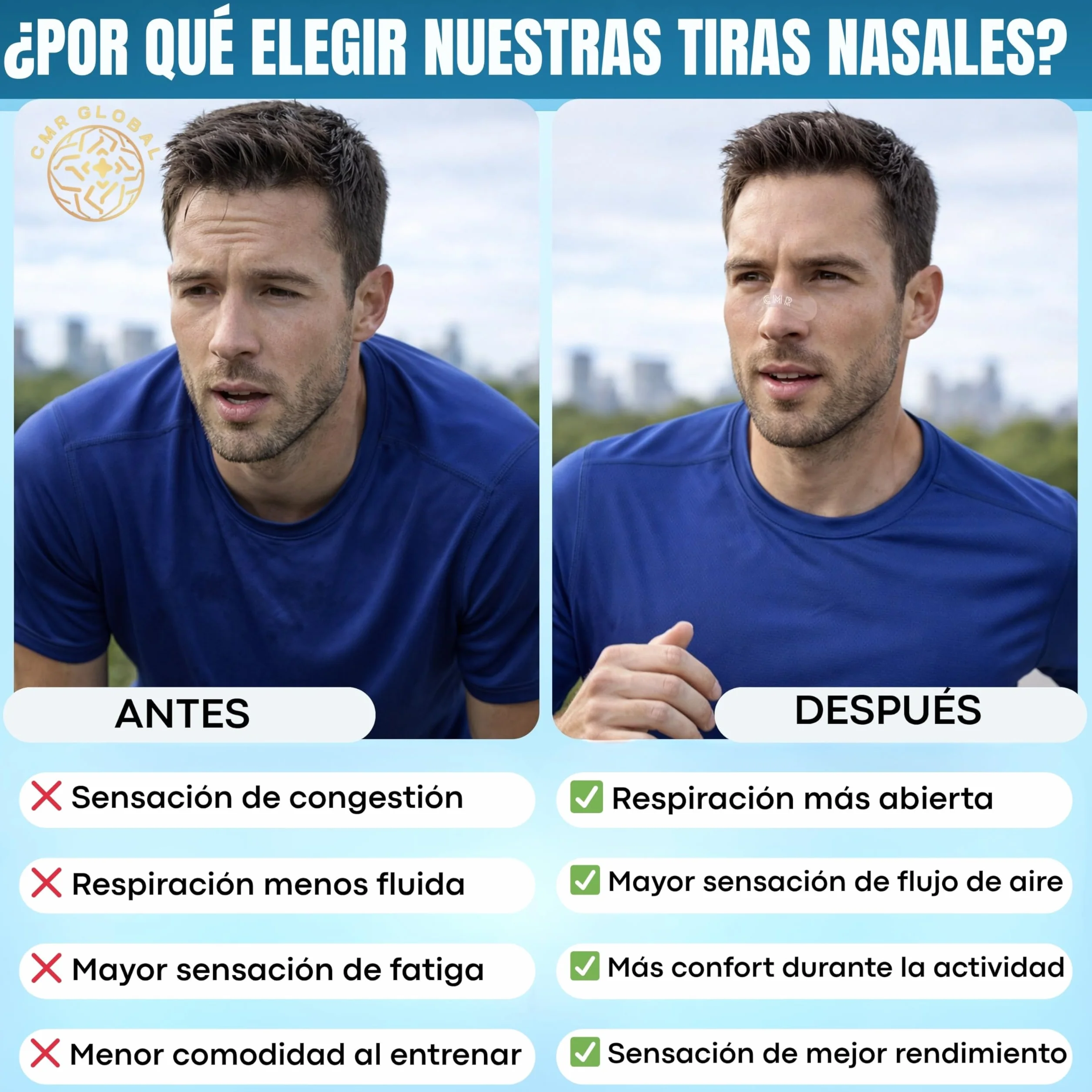 Tiras Nasales Deportivas Premium 60 Unidades Antironquidos Transparentes