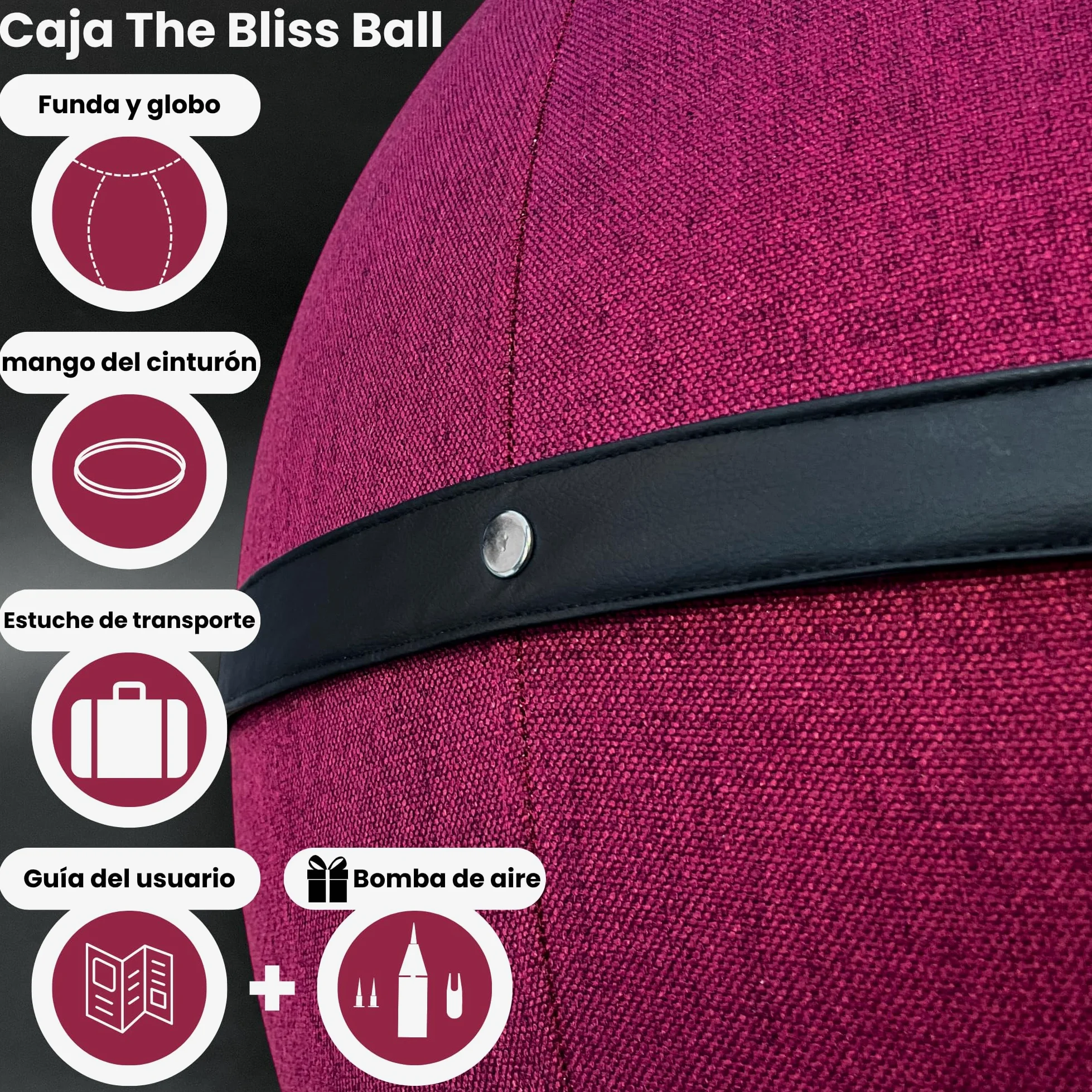Pelota Oficina para Sentarse - Pelota Silla Trabajo y Yoga - Balón ergonómico antidolor de Espalda - Asiento dinámico y Postura Mejorada - Capacidad de 180 kg - Antideslizante