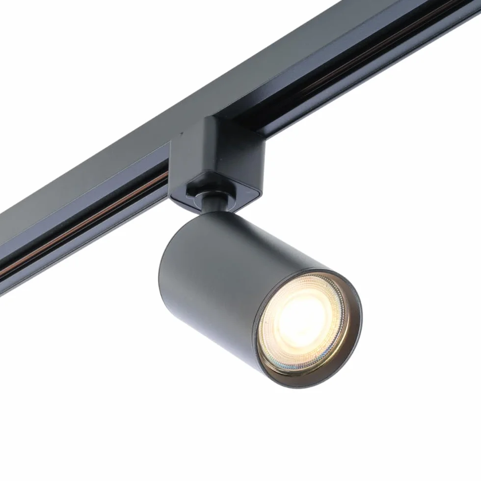 Qub Focus III Foco de techo monofásico 100 cm 3 cabezales GU10 riel de 1 m forma I negro extensible flexible LED iluminación de riel diseño moderno