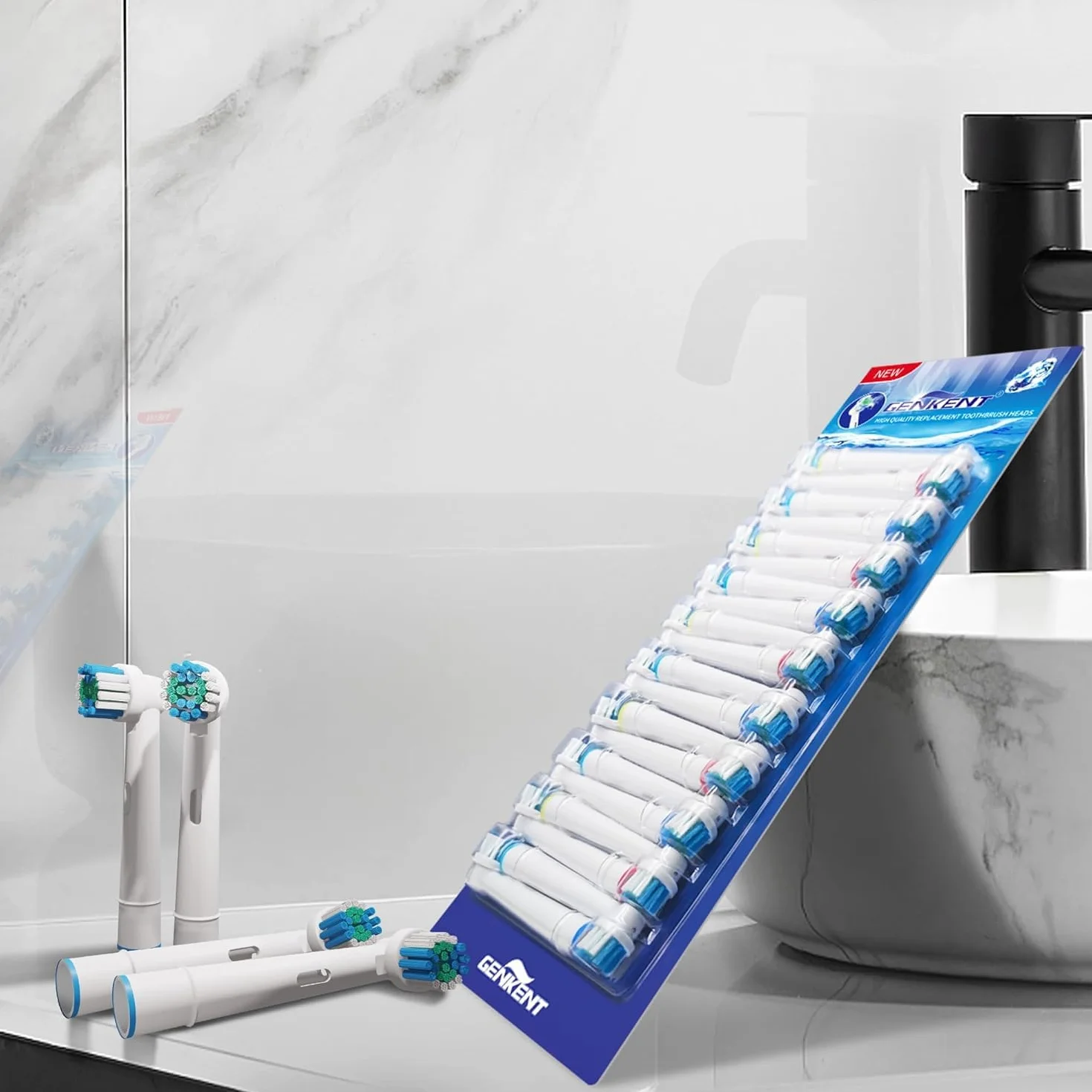 GENKENT Recambios Cepillos Cabezas de Dientes Compatibles con Oral B Braun, 20 Piezas Profesionales para Repuesto de Oral B Pro Series 1/3
