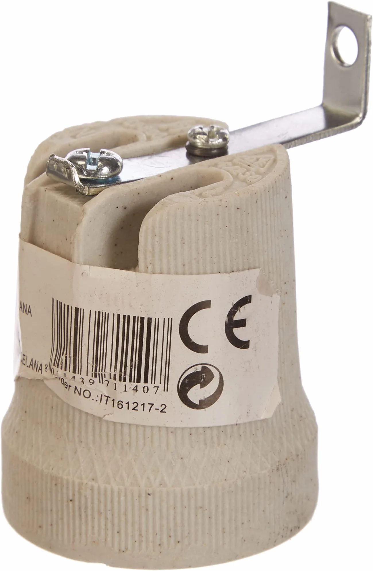 Electraline Portalámparas E27 Porcelana Escuadra Soporte