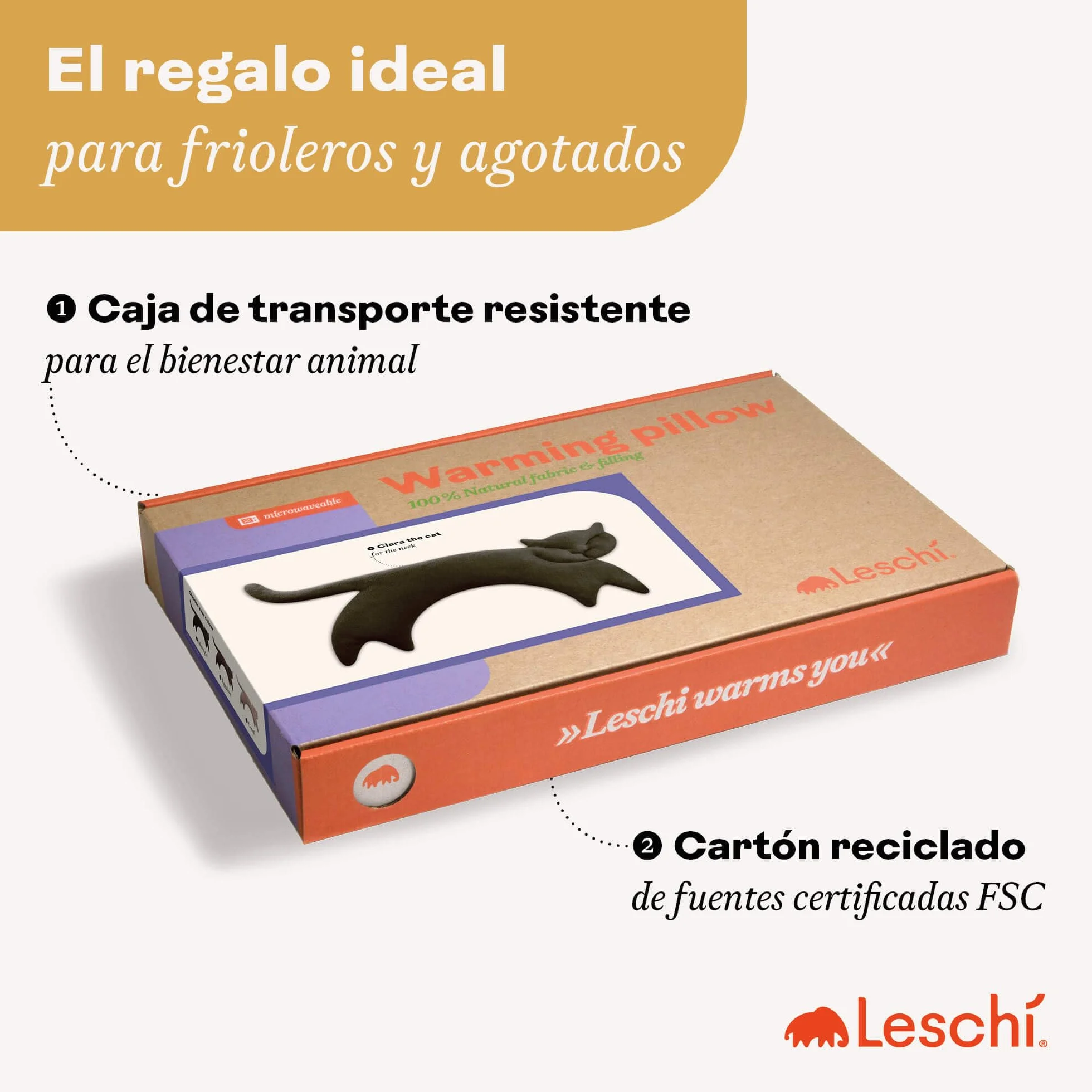 LESCHI Saco de Semillas para Microondas, Bolsa Térmica 100% Algodón y Trigo Orgánico, 47x23 cm, Marrón Claro