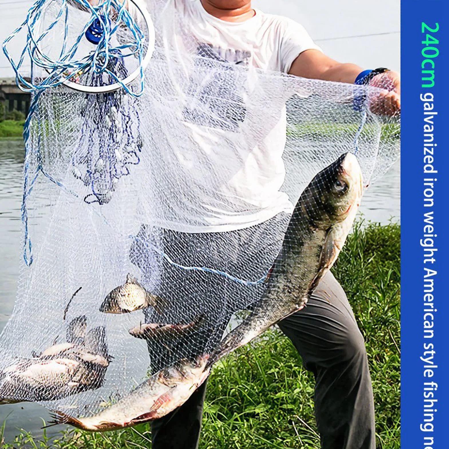 Red de Pesca con Disco Volador y plomada Red de Malla de Nylon Lanzamiento a Mano para Pesca de Noche al aire