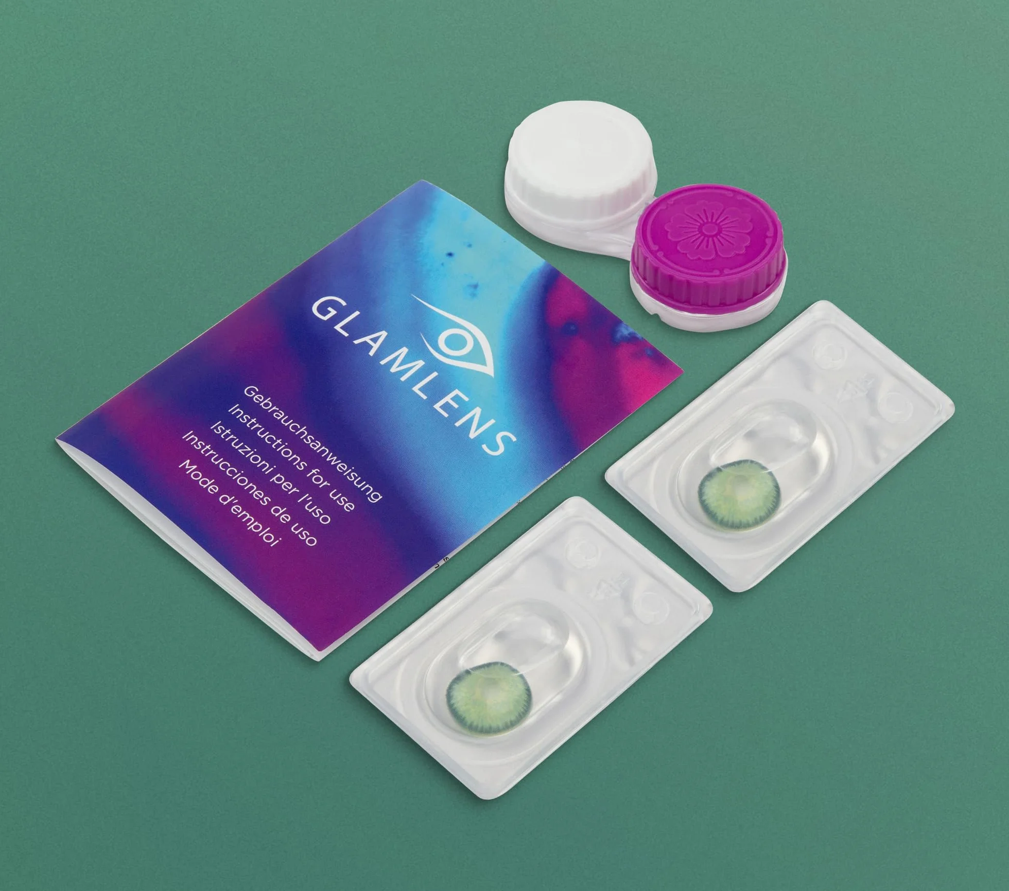 GLAMLENS lentillas de color vert Ibiza Green 1 par 90 Días Sin Graduación blandas hidrogel de silicona