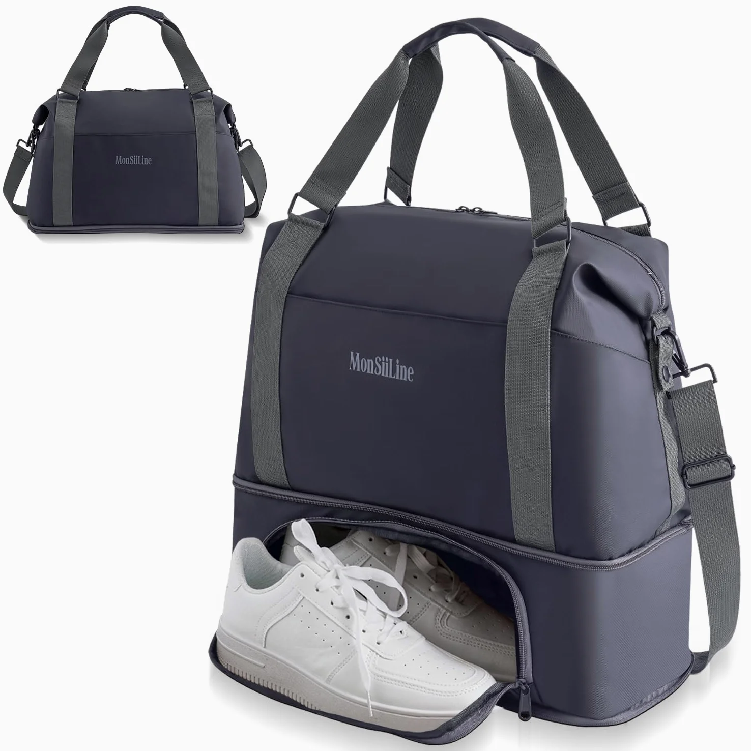 Foldie - Bolsa de viaje expandible, bolsa de gimnasio con compartimento para zapatos, bolsas de entrenamiento para gimnasio con correas, bolsa de viaje para fin de semana durante la noche