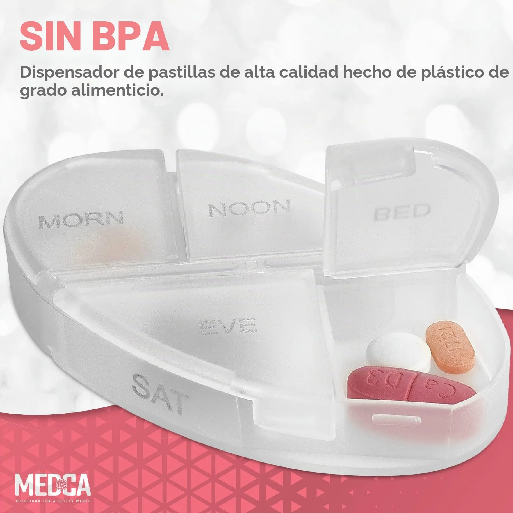 Organizador de píldoras diario apilable, recordatorio semanal de medicamentos con 7 cajas