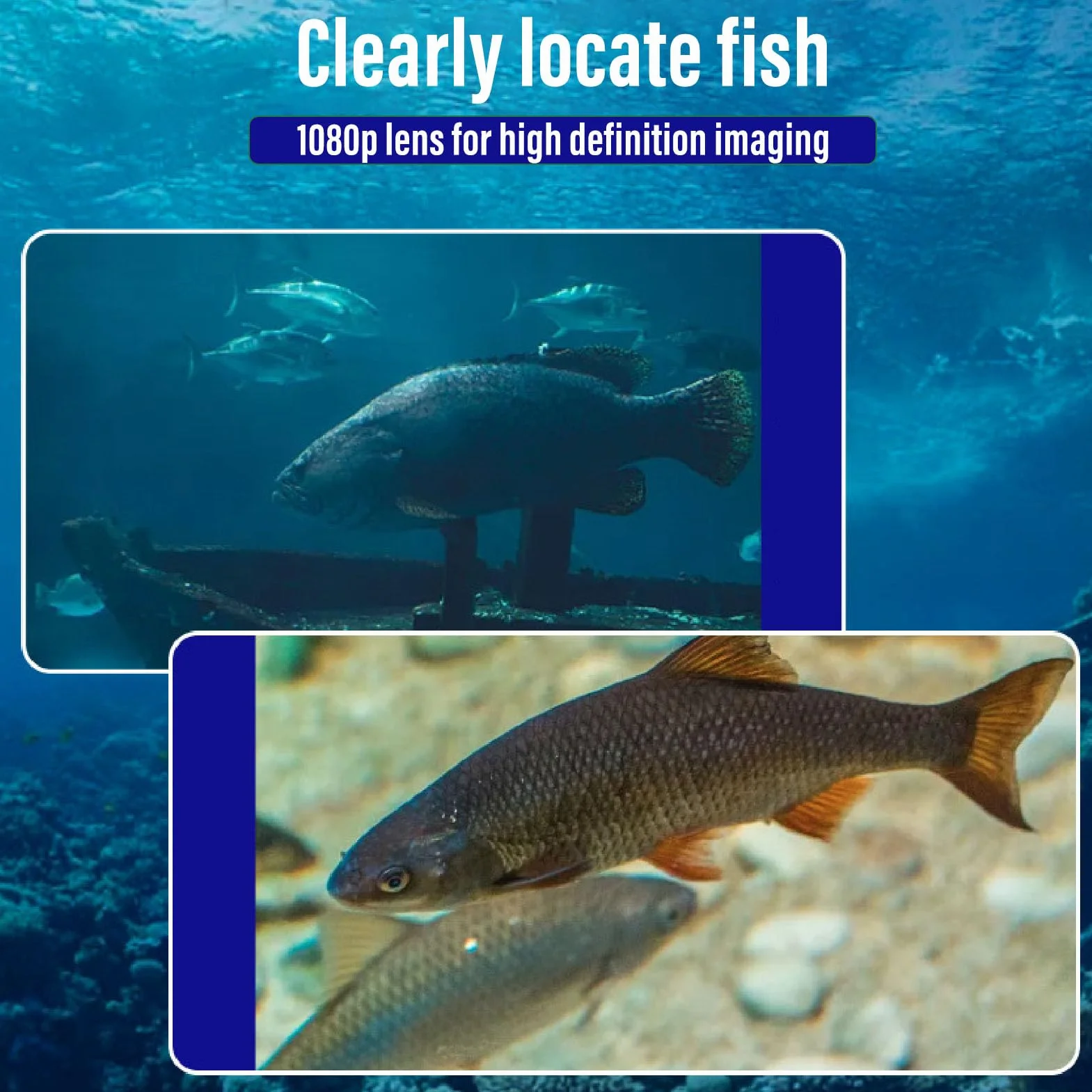 Cámara de Pesca Submarina, Cámara Portátil de Buscador de Peces HD 1080P con Pantalla de 4,3 Pulgadas, Gran Angular de 220°, Buscador de Peces Visible para Pesca en Kayak en