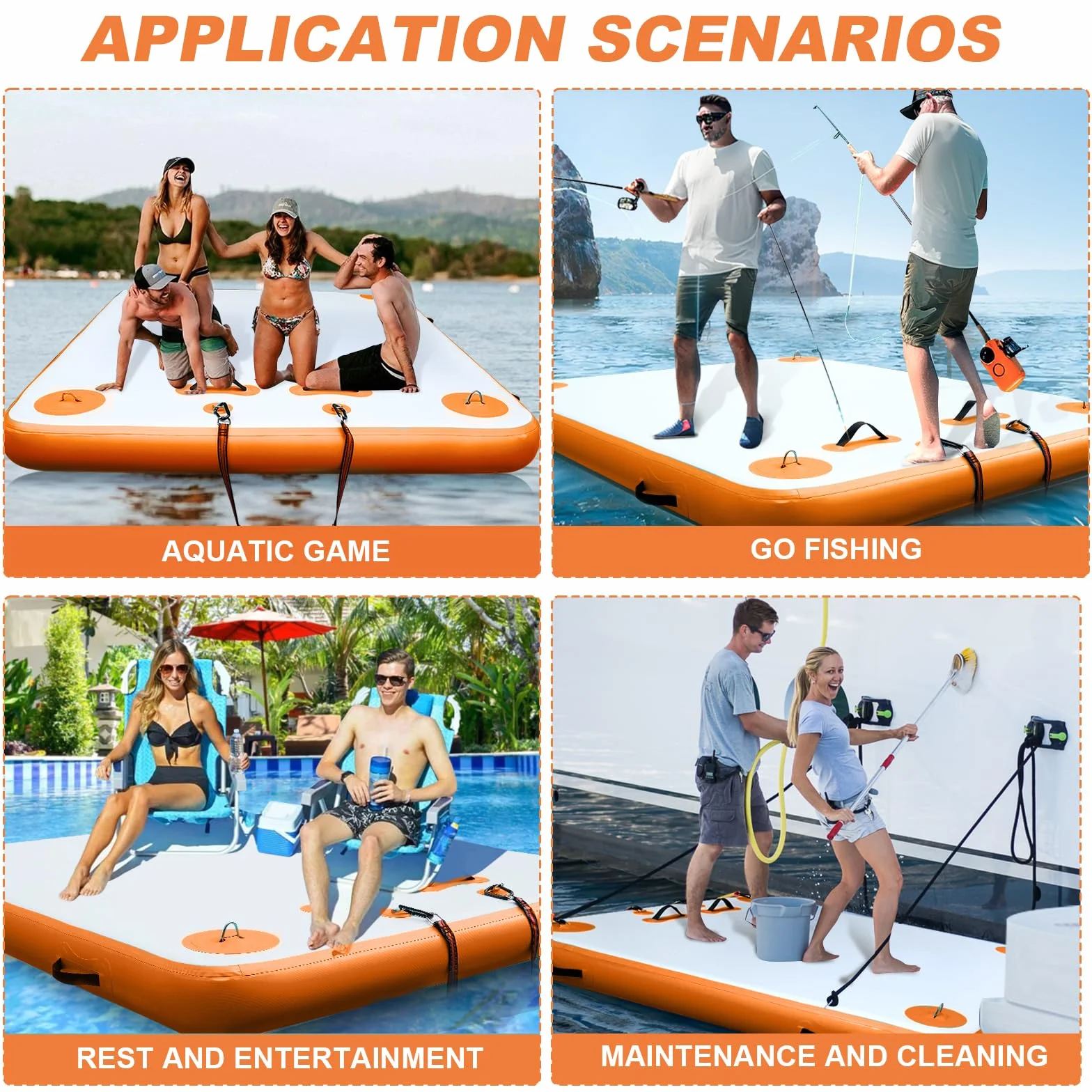 VOFiTNY Inflatable Floating Dock, Air Platform Multi-Person Swim Water Mat with Rope Ladder, None-Slip Surface for Pool Lake Beach