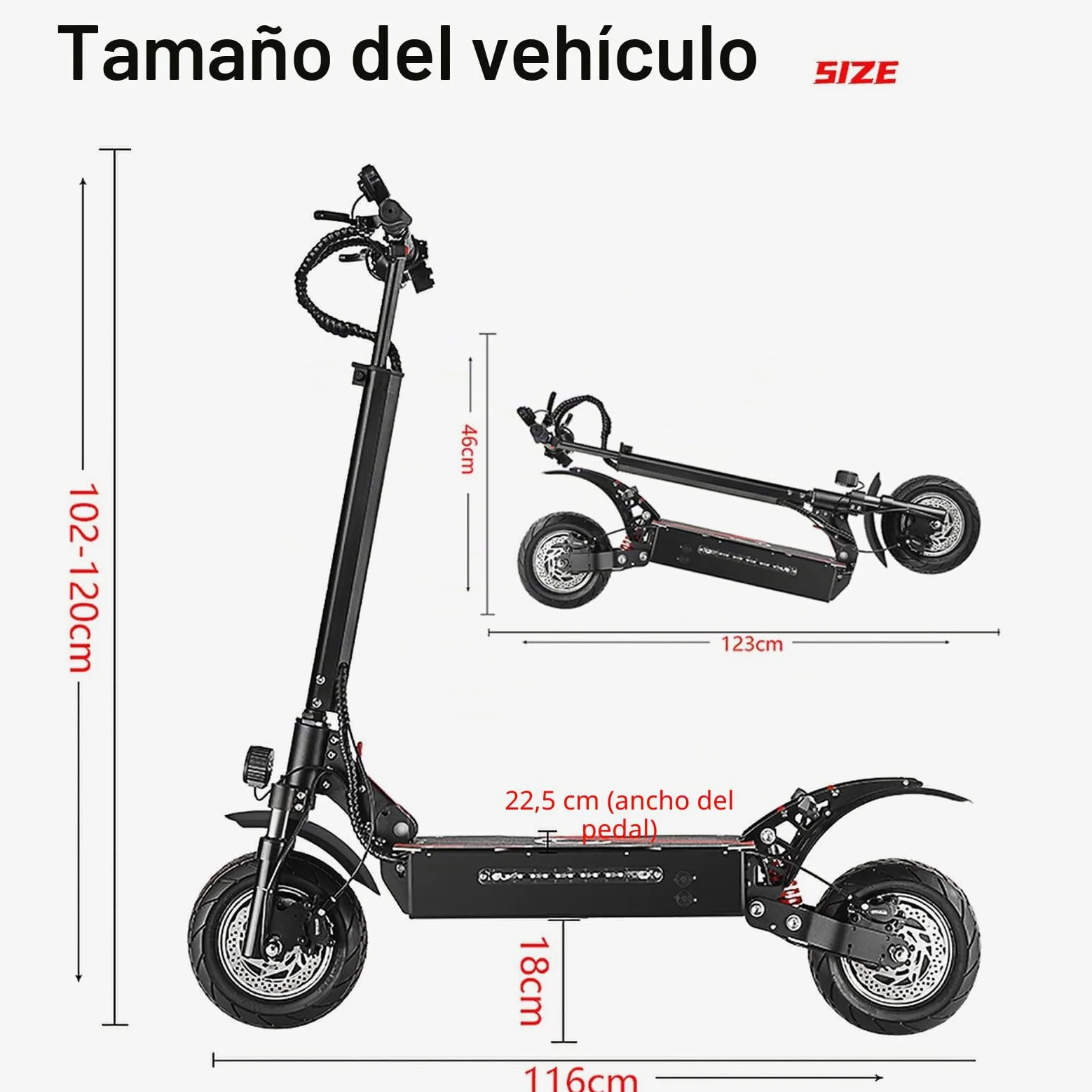 HWWH P7 Patinete Electrico Adultos Ligero Plegable Scooter Eléctrico Adolescentes Mujeres Barato 10 Pulgadas Bimotor Doble Suspensión 52 V/19 AH Batería de Litio 200 kg de Carga