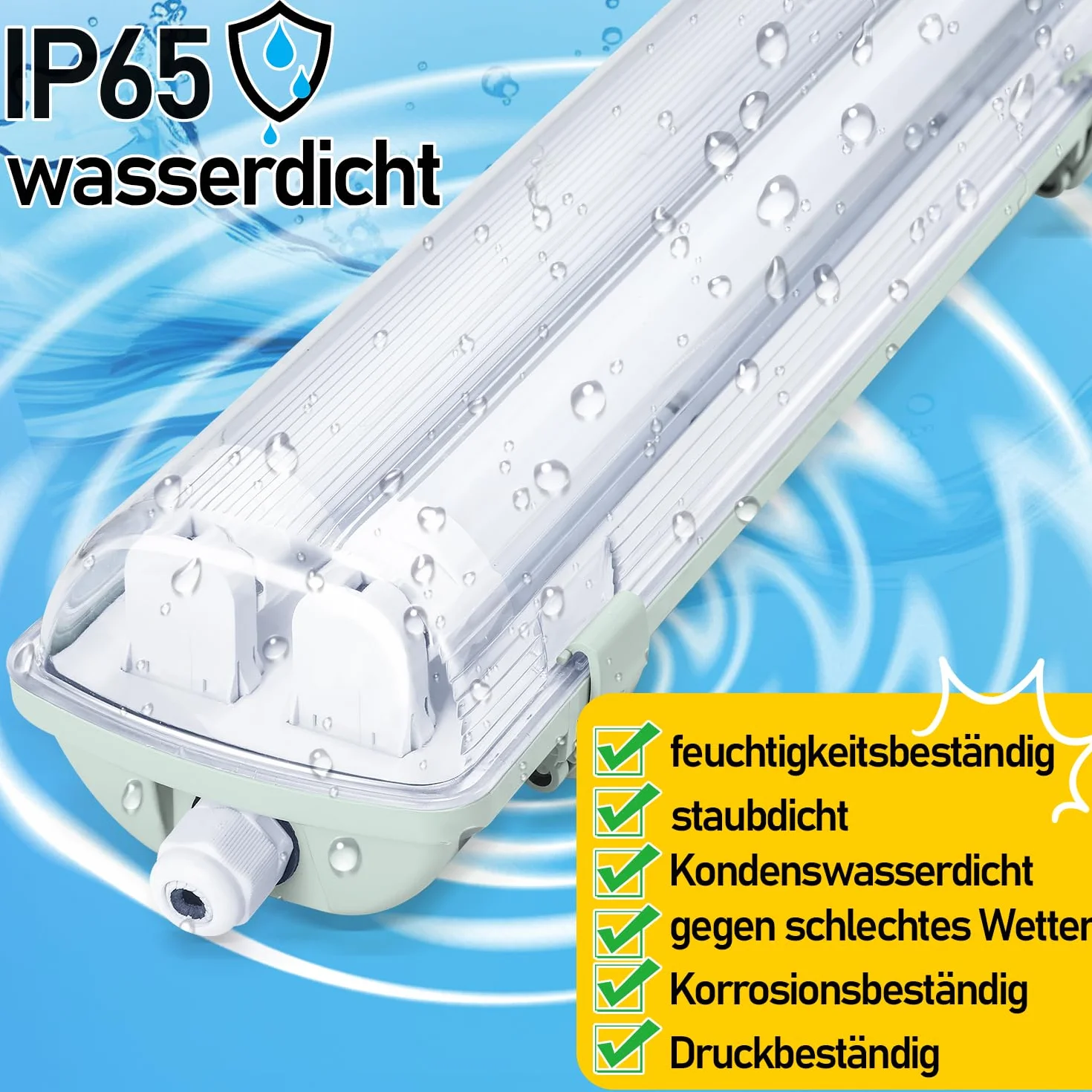 Reglette LED 120CM 18W antihumedad IP65 4500K 1800lm lámpara fluorescente impermeable para taller (4 piezas)