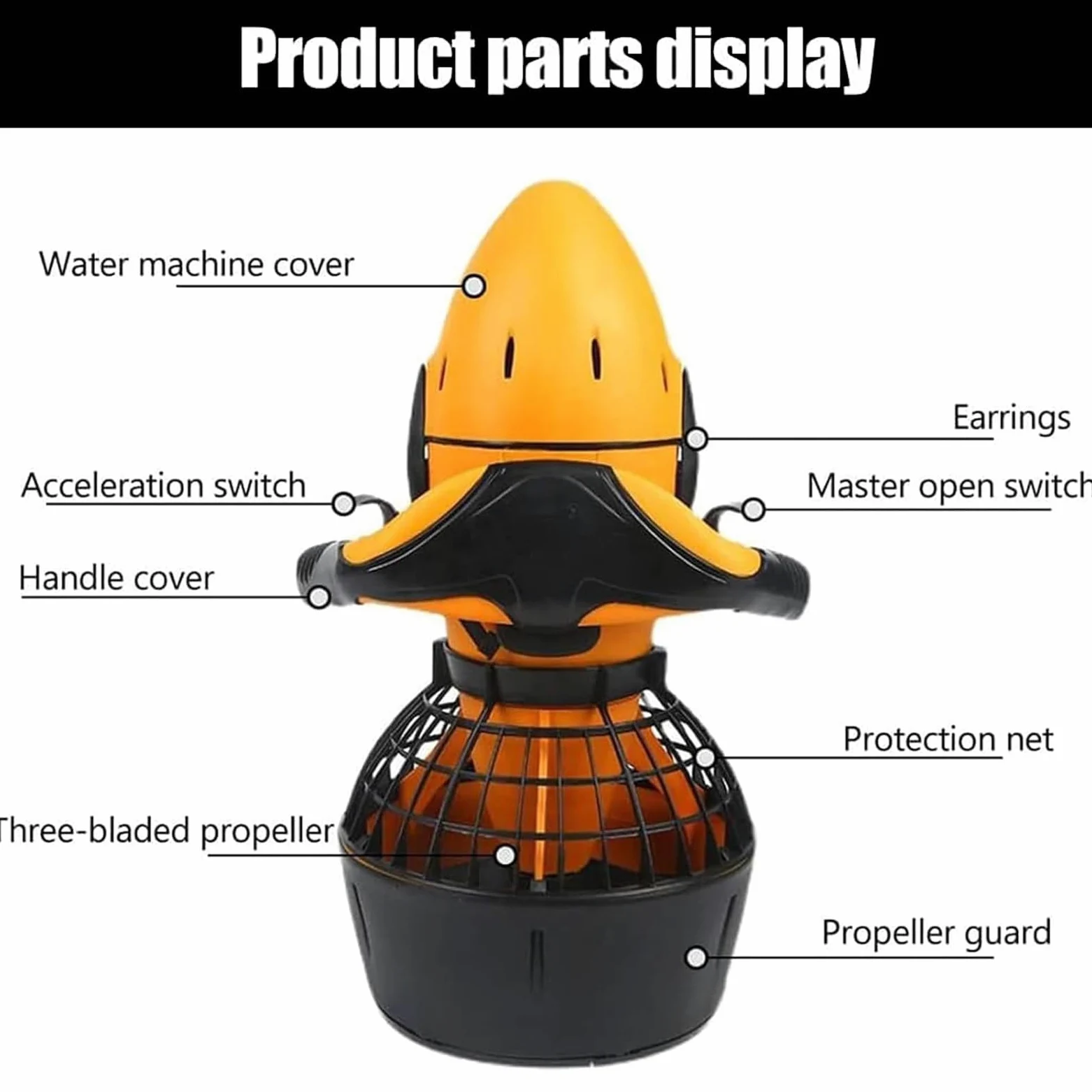 Scooter Submarino, Refuerzo de Buceo, hélice de Agua de Doble Velocidad, Pantalla de Velocidad Ajustable, Adecuado para Piscinas, Buceo y Aventuras en el mar,500W