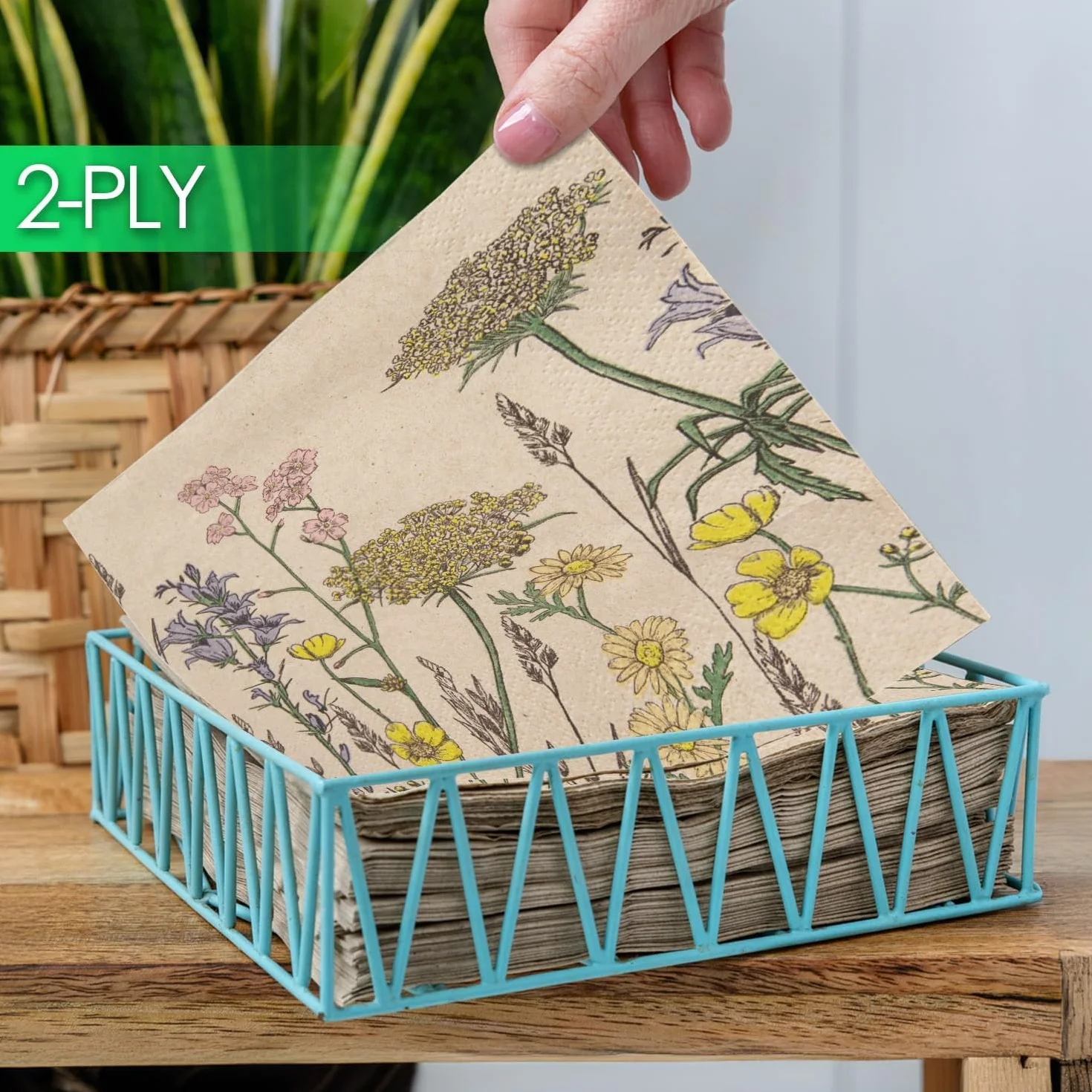 Servilletas de Papel Reciclado Kraft Suave 2 Capas 33cm Flores Silvestres