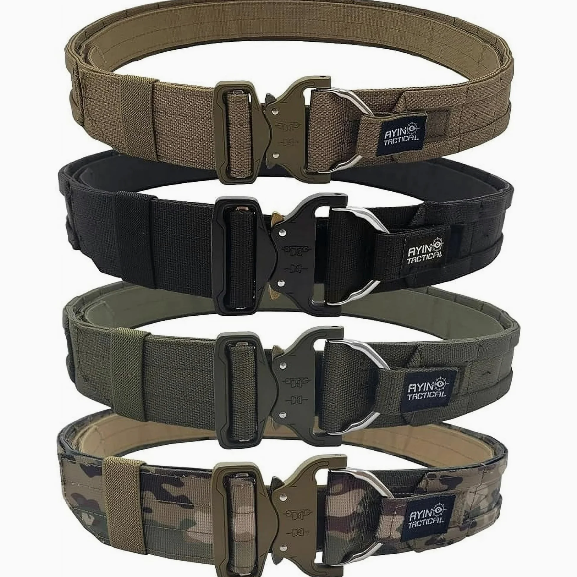 AYIN Cinturón táctico Molle de liberación rápida de 1.5 pulgadas interior y 2 pulgadas de rango exterior táctico resistente