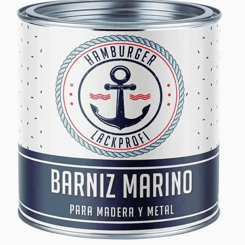 Barniz marino brillante para madera y metal marrón caoba RAL 8016 marrón Barniz de yate pintura náutica (2,5 L) Hamburger Lack-Profi