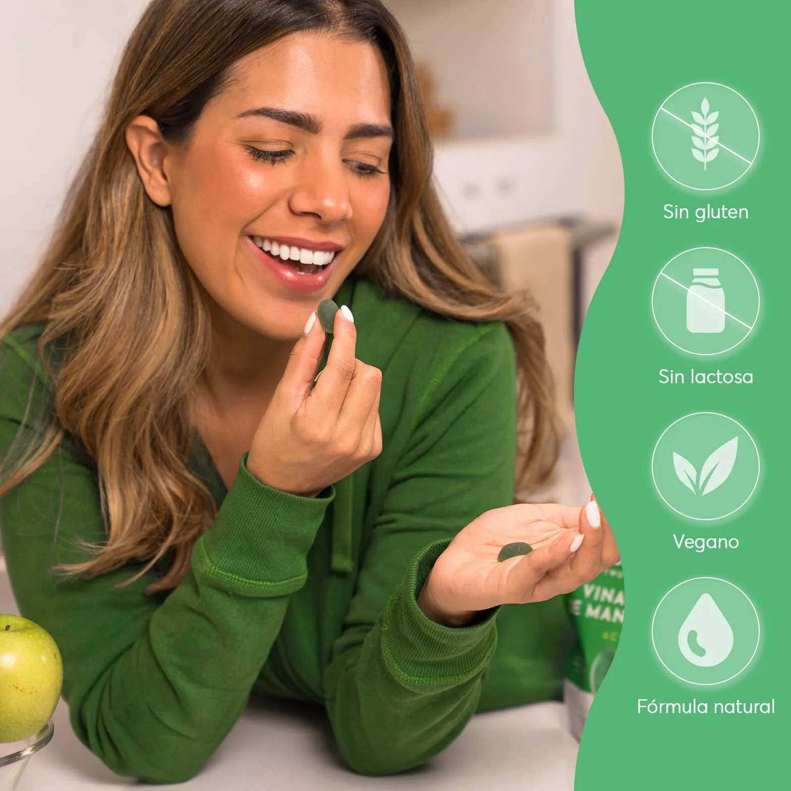 Apple Cider Vinegar Gummies V Gummies - Digestive Health - Natural Apple Flavor with Vitamin C and Pectin - 50 Count