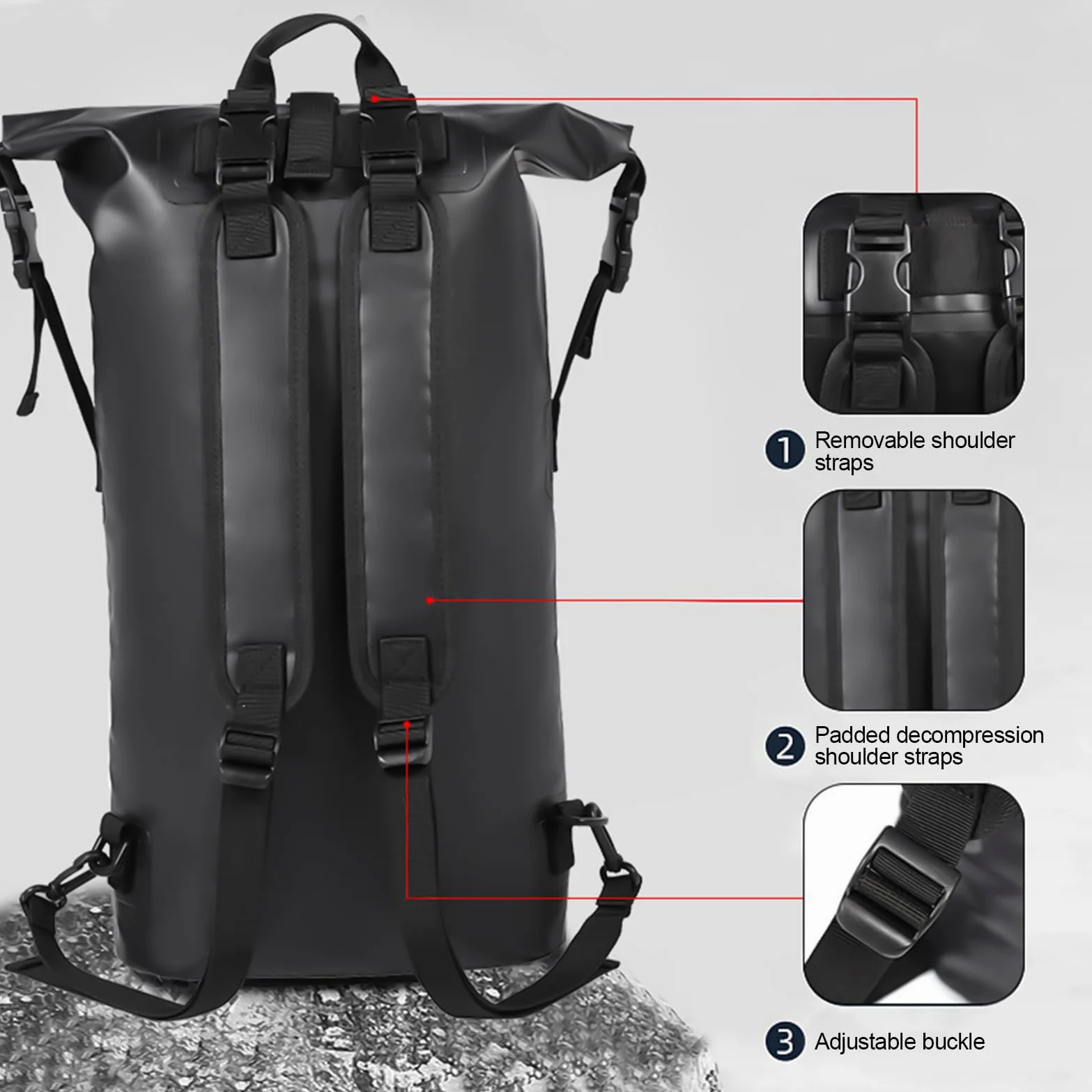 Mochila Seca Pack De Almacenamiento De Gran Capacidad 30 Litros Para Hombre | Bolsa Estanca Impermeable Para Viajes, Natación, Navegación, Kayak, Acampada, Playa
