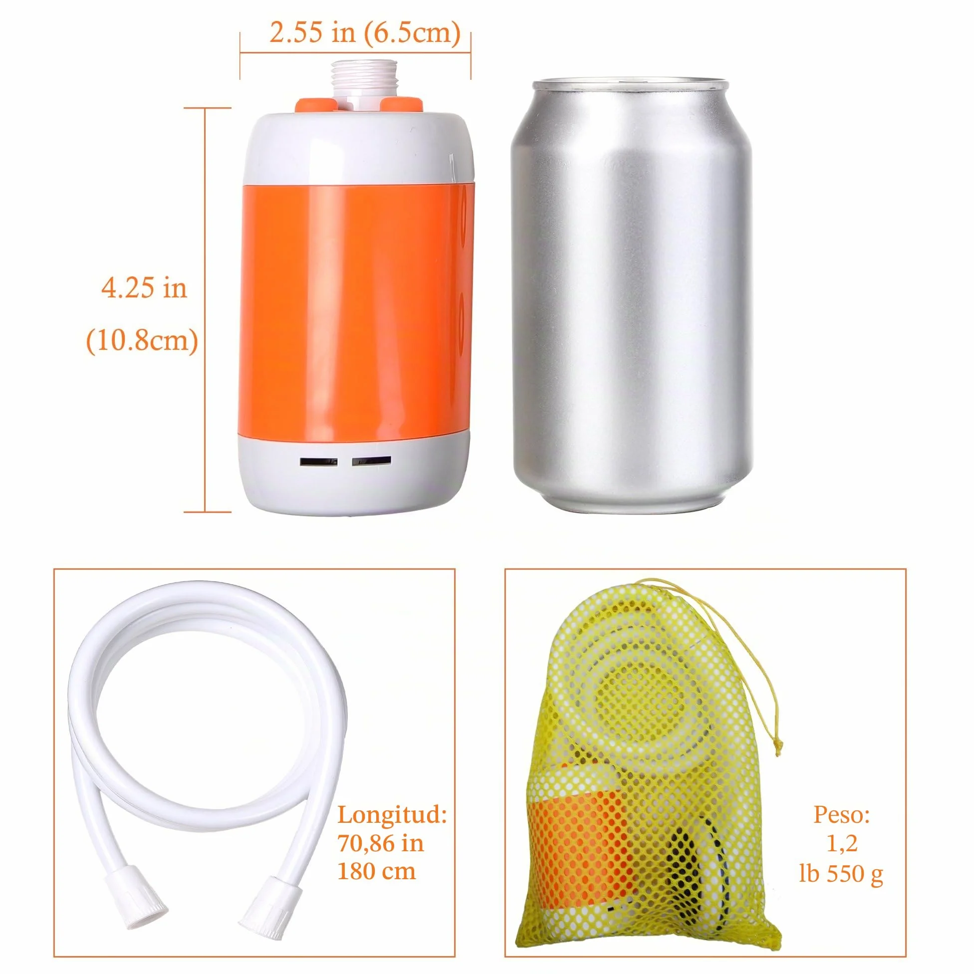 Laserbeak Ducha Portátil Ducha de Camping para Uso en el Hogar o al Aire Libre con Lavado de Coche Mascotas Lavado Vegetación Riego, Batería Incorporada de 4800mAH y Cabezal de Ducha ON/Off Válvula