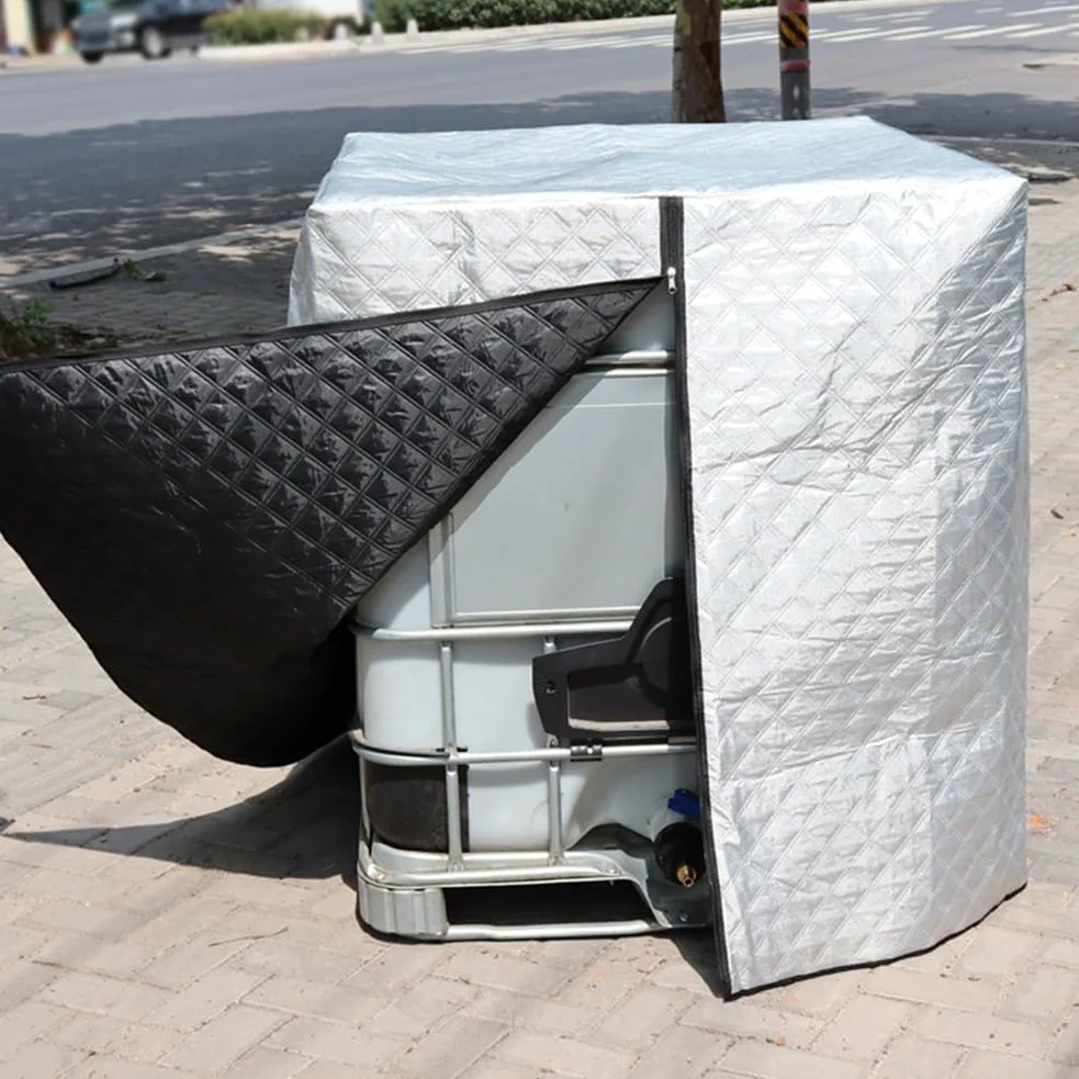IBC Cubierta para tanque de 1000 L, chaqueta de aislamiento térmico a prueba de heladas con protección UV, envoltura de contenedor de agua Oxford 420D para protección contra el clima de invierno