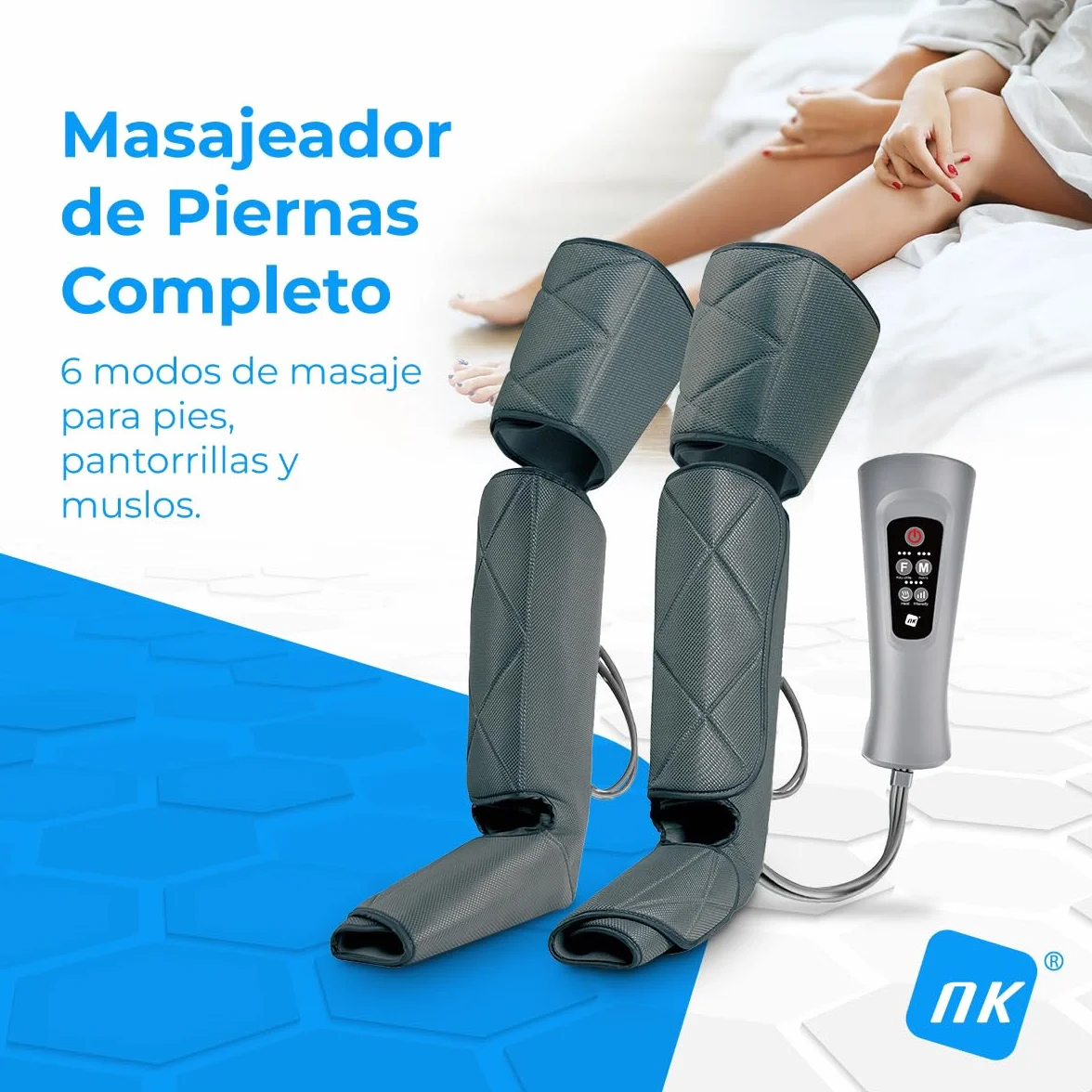 Masajeador de Piernas con 6 Modos de Masajes, Mando 4 Niveles, Temporizador, Calor, Compresión de Aire