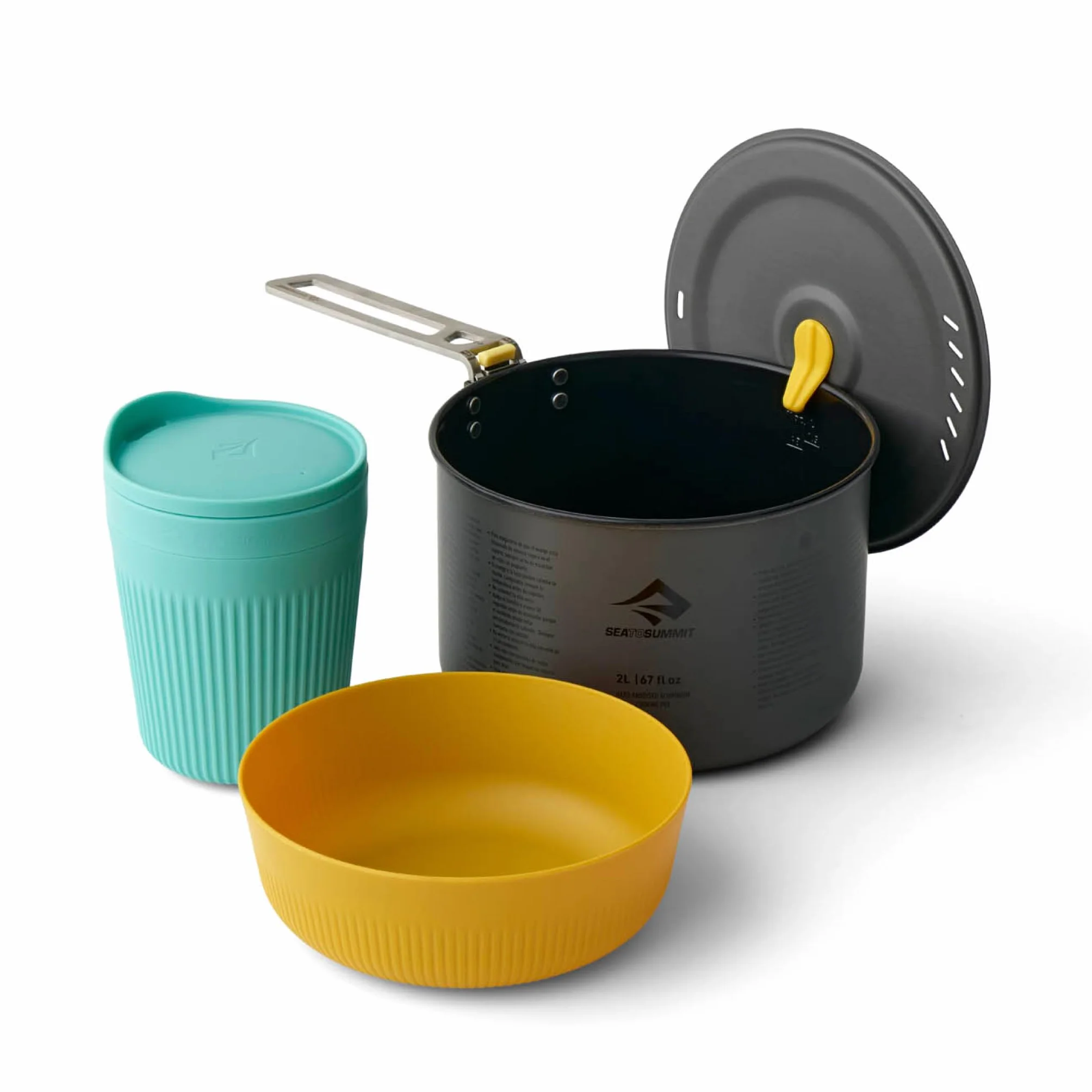 Sea to Summit Frontier UL One Pot Cook Set – 2L Pot + Medium Bowl + Insulated Mug blue-yellow