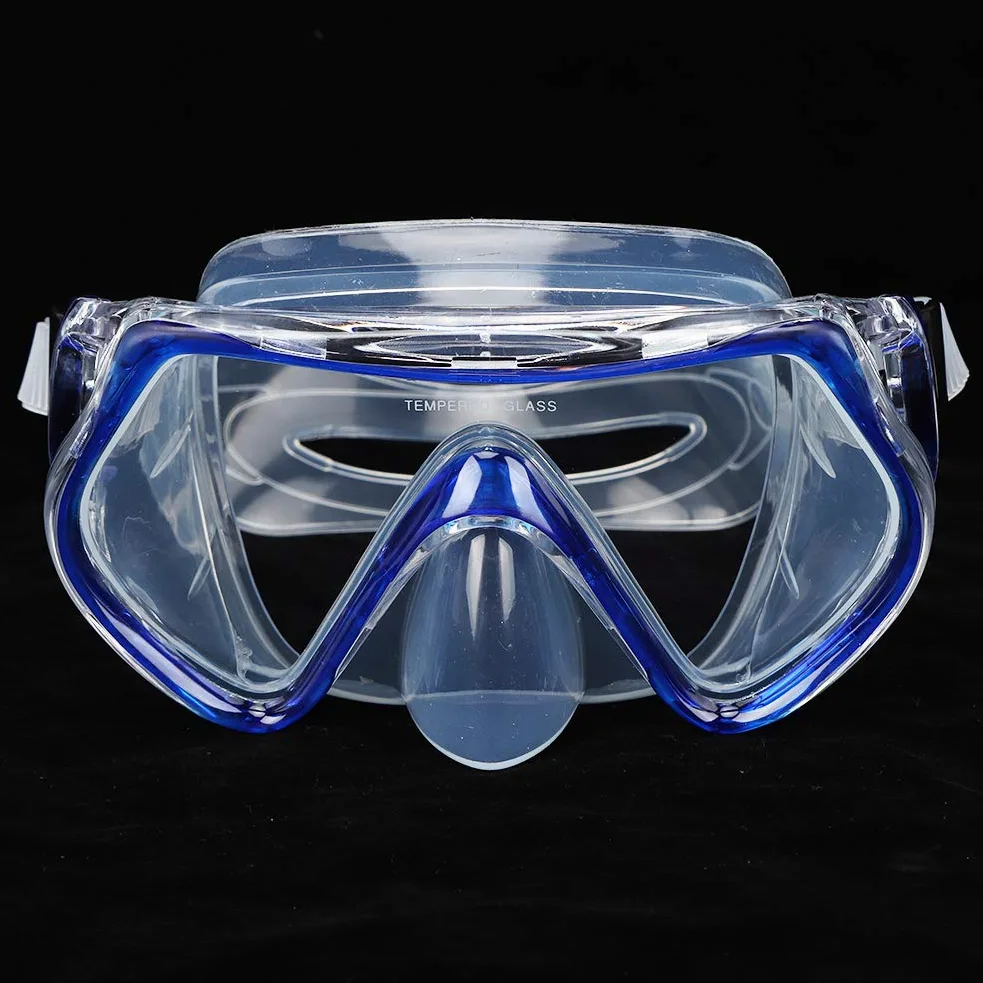 Máscara de Buceo con Marco Grande, Gafas de natación, Gafas antivaho para esnórquel, Tubo de respiración seco Impermeable para Nadar en o Negro