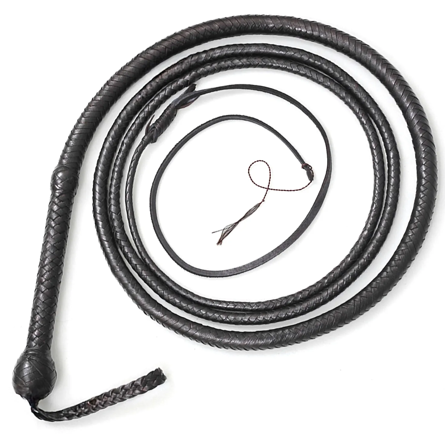 Bull Whip - Látigo Ecuestre de Cuero Vacuno auténtico de 06 a 16 pies, 12 hebras y Refuerzo de Cuero en el Interior