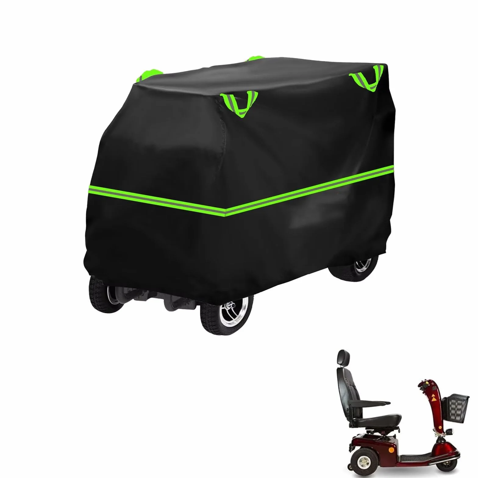 genérico funda patinete electrico compatible con Shoprider Sunrunner 3,material 210D,a prueba de polvo y sol,impermeable,con bolsa de almacenamiento（Black Green）