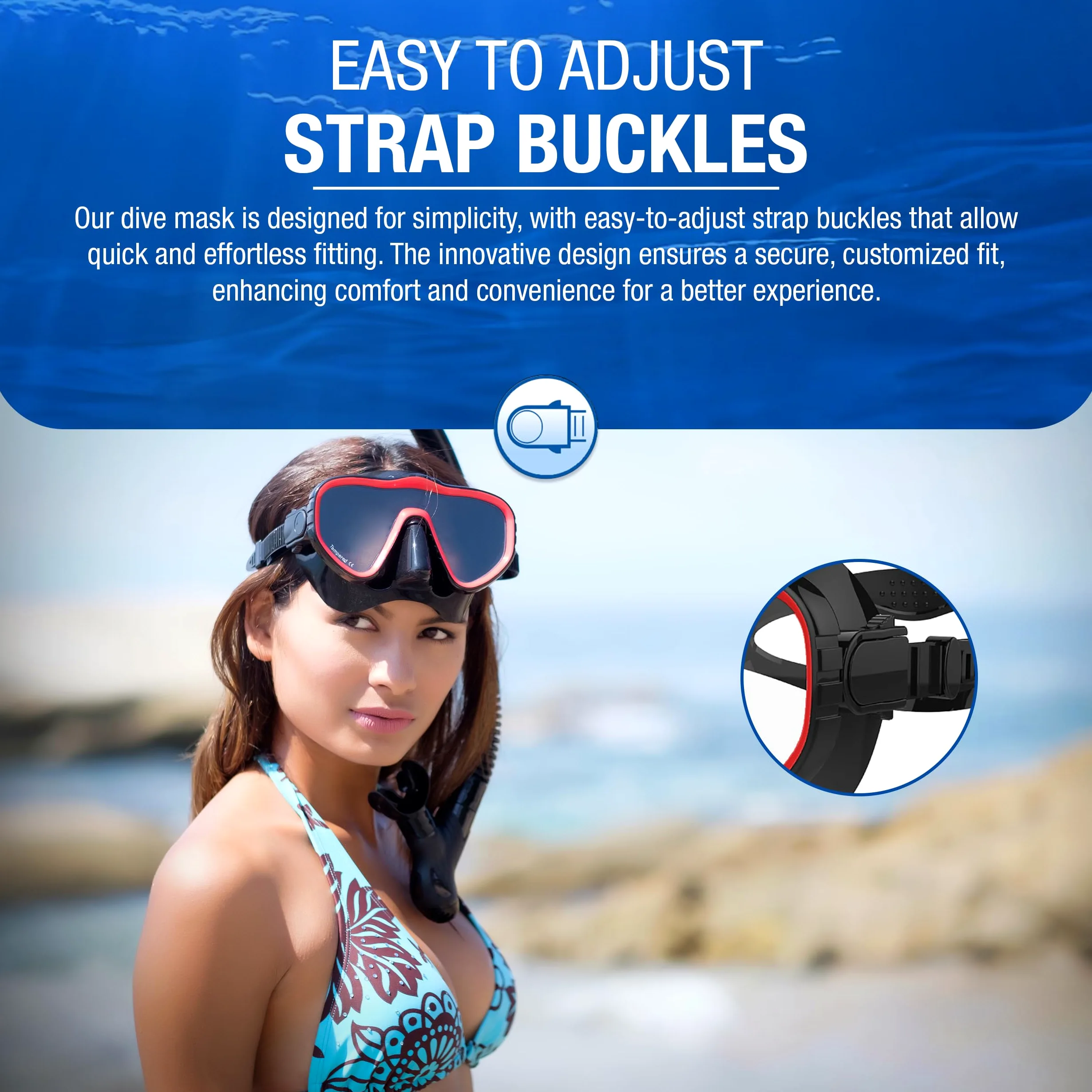 Kraken Aquatics Snorkel máscara de buceo con silicona falda y correa para el buceo, snorkel y apnea