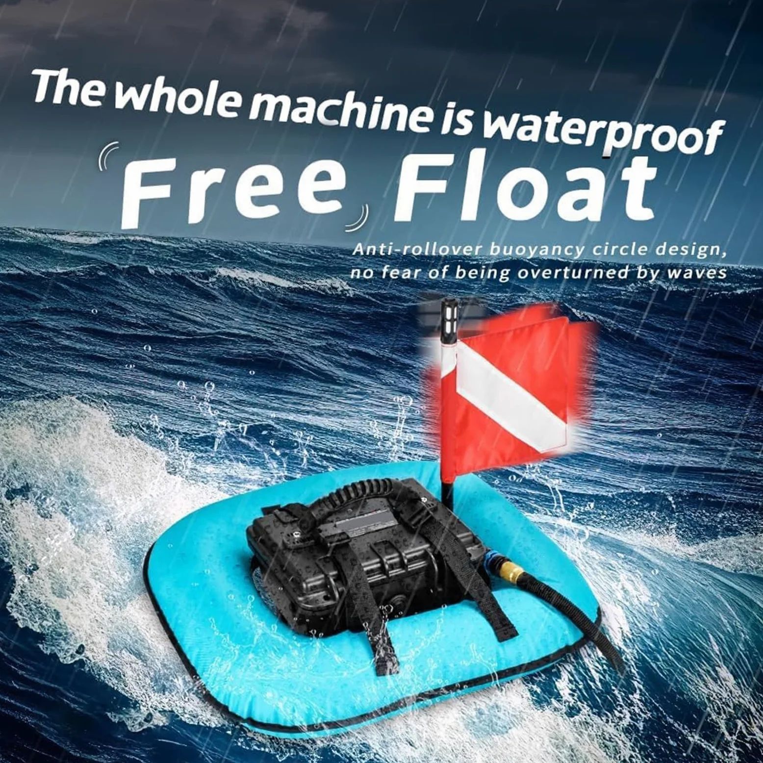 Sistema de Buceo Sin Tanque Recargable, Sistema de Ventilación para Buceo, Impermeable y Resistente a los Golpes,Larga Duración 60-70 minutos, para Buceo y Pesca